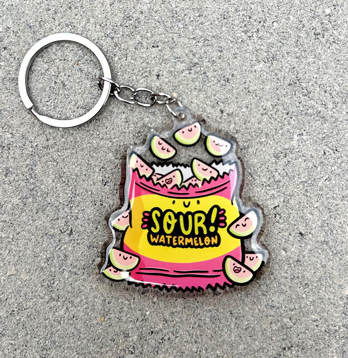 Sour Gummy Watermelon Keychain