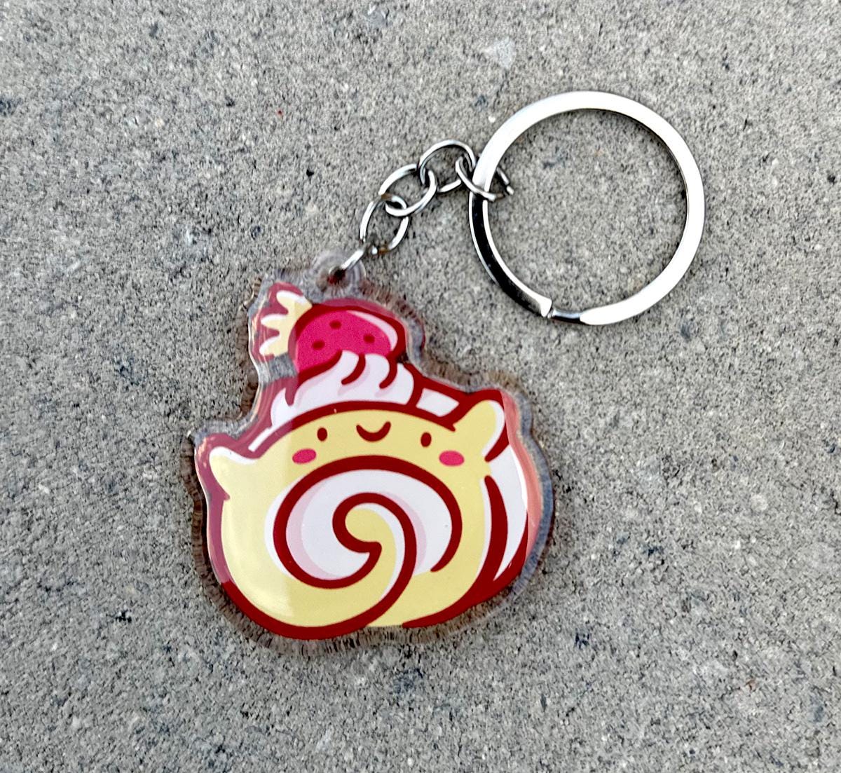 Strawberry Swiss Roll Keychain