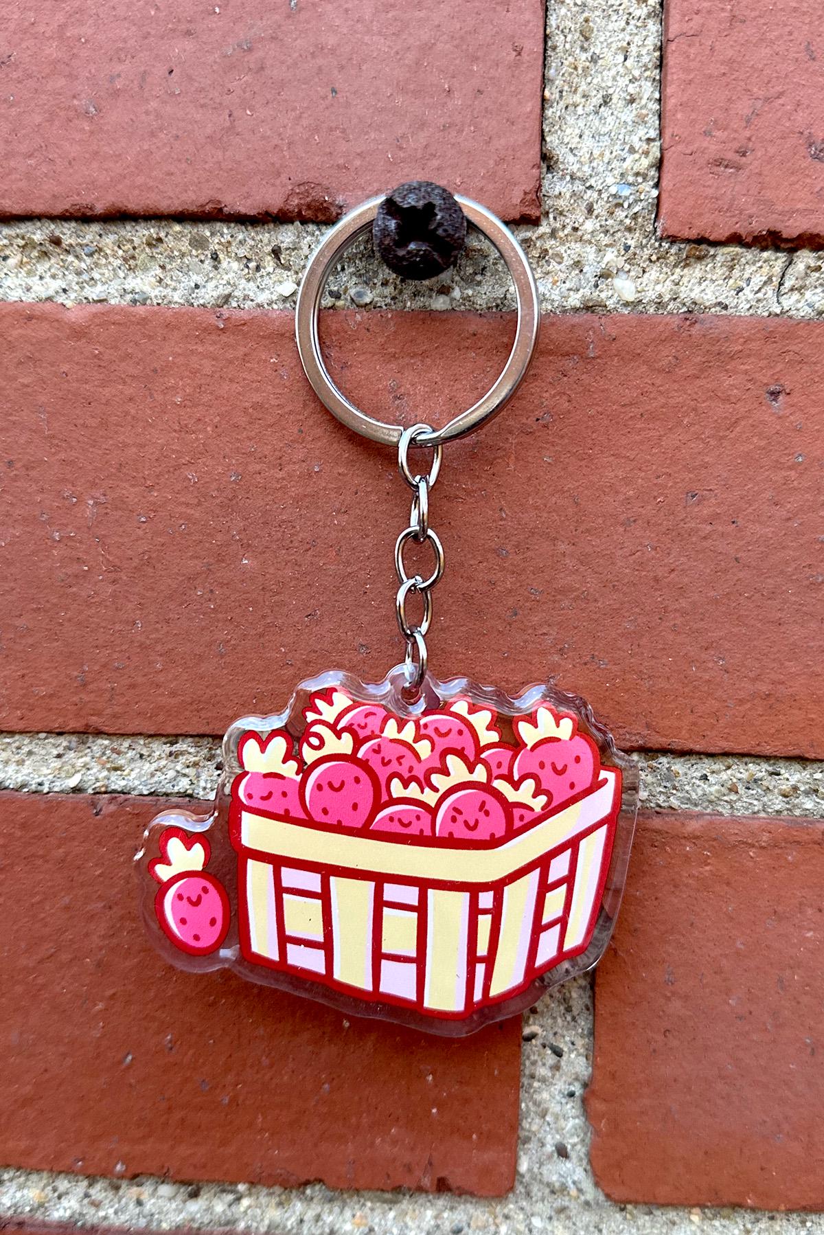 Strawberry Basket Keychain