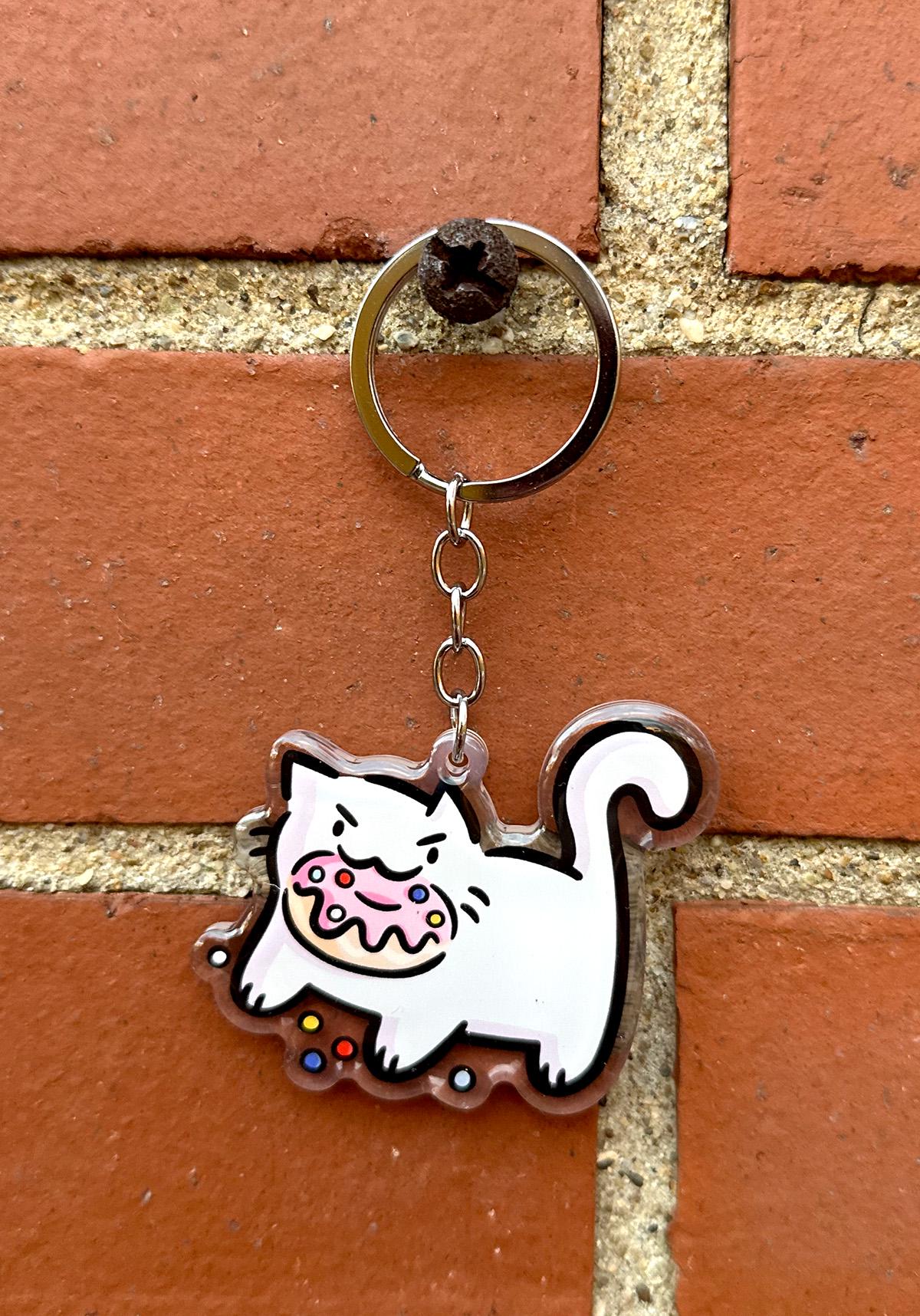 Donut Cat Keychain (Grumpy)