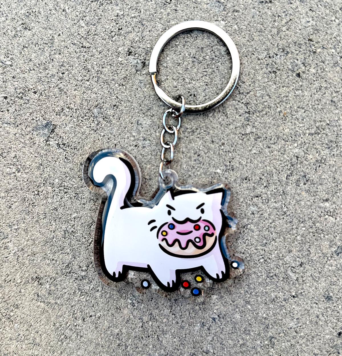 Donut Cat Keychain (Grumpy)