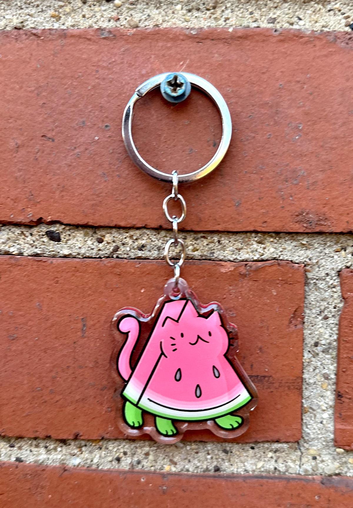 Watermelon Cat Keychain