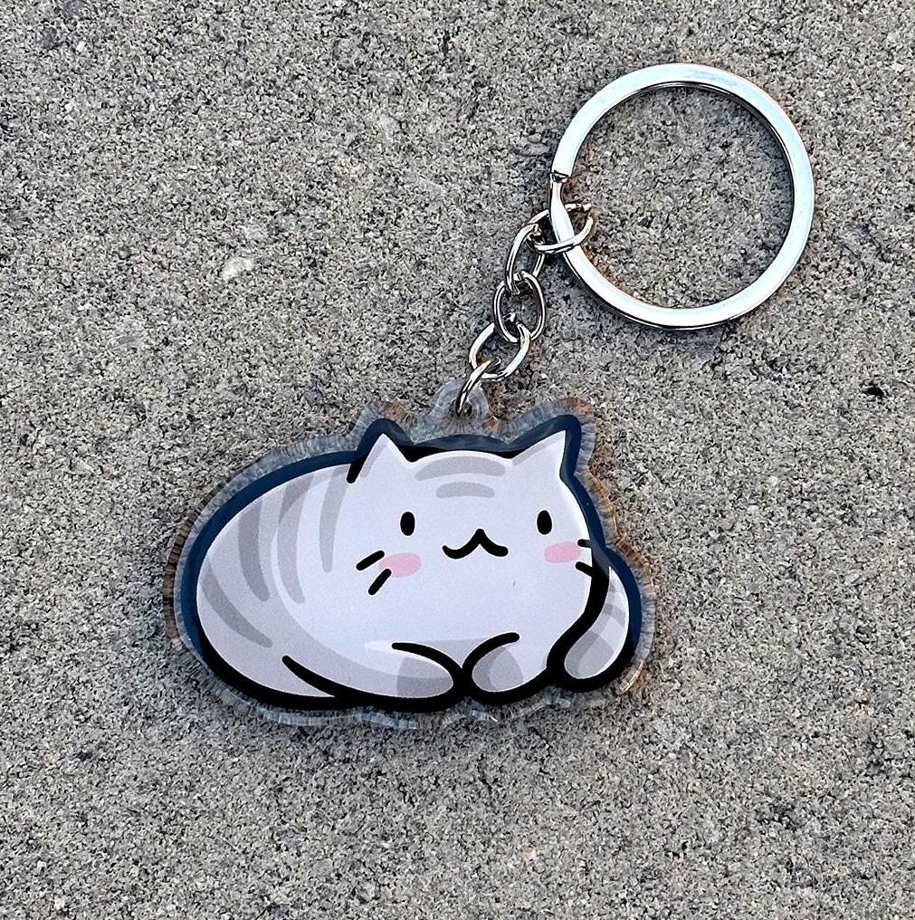 Gray Cat Keychain