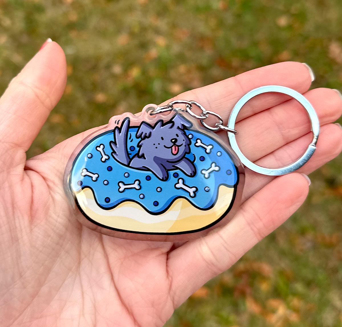 Donut Dog Keychain