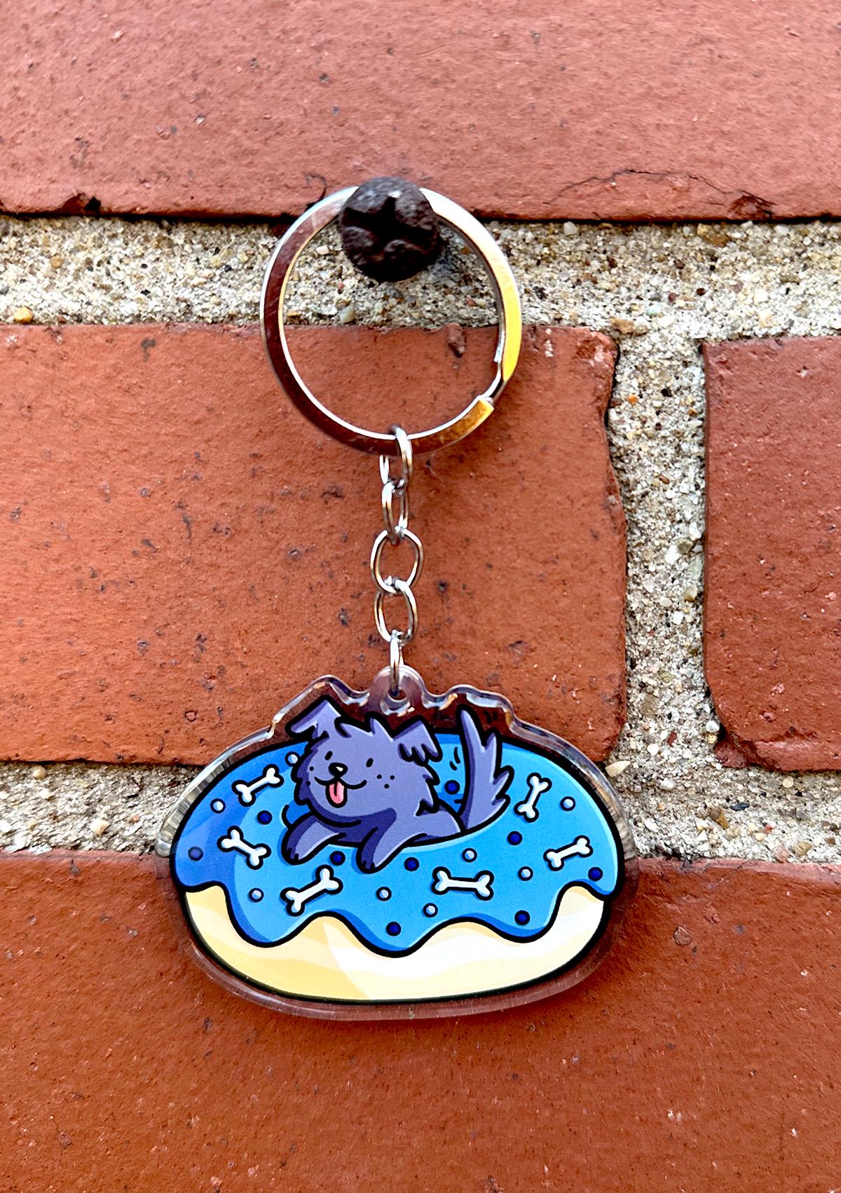 Donut Dog Keychain