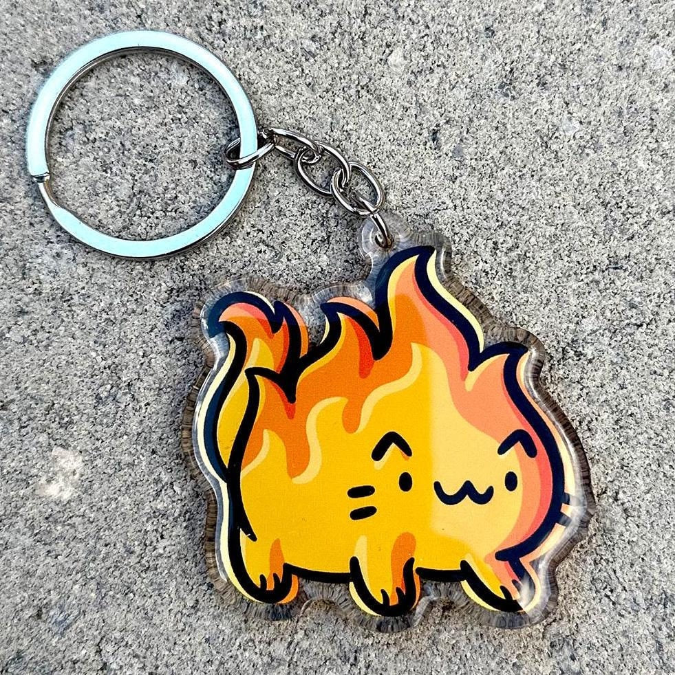 Flame Cat Keychain