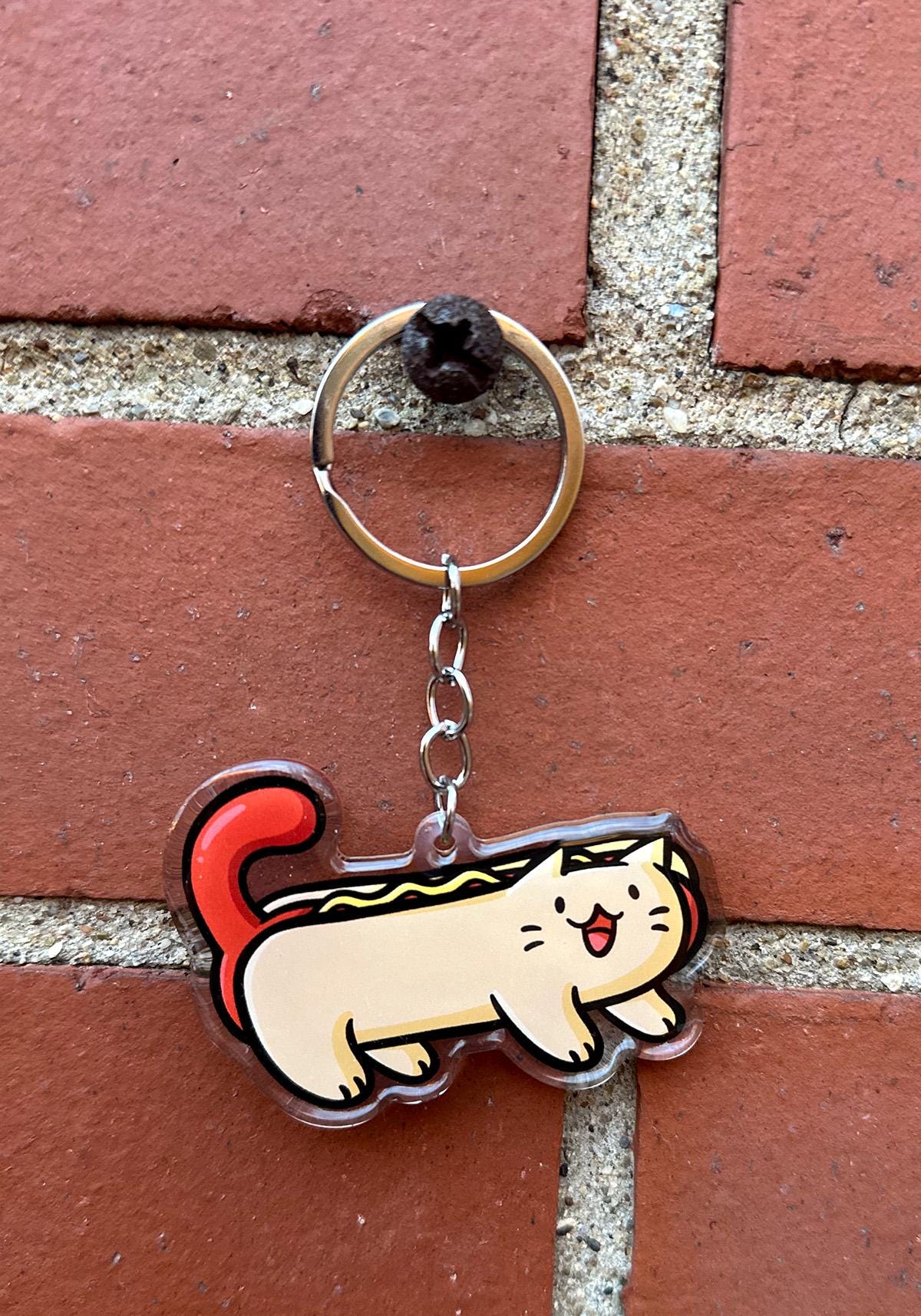 Hot Dog Cat Keychain