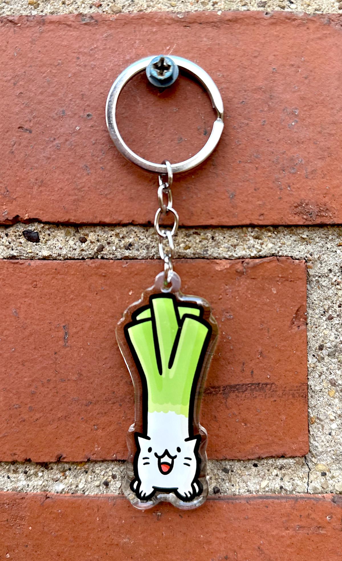 Leek Cat Keychain