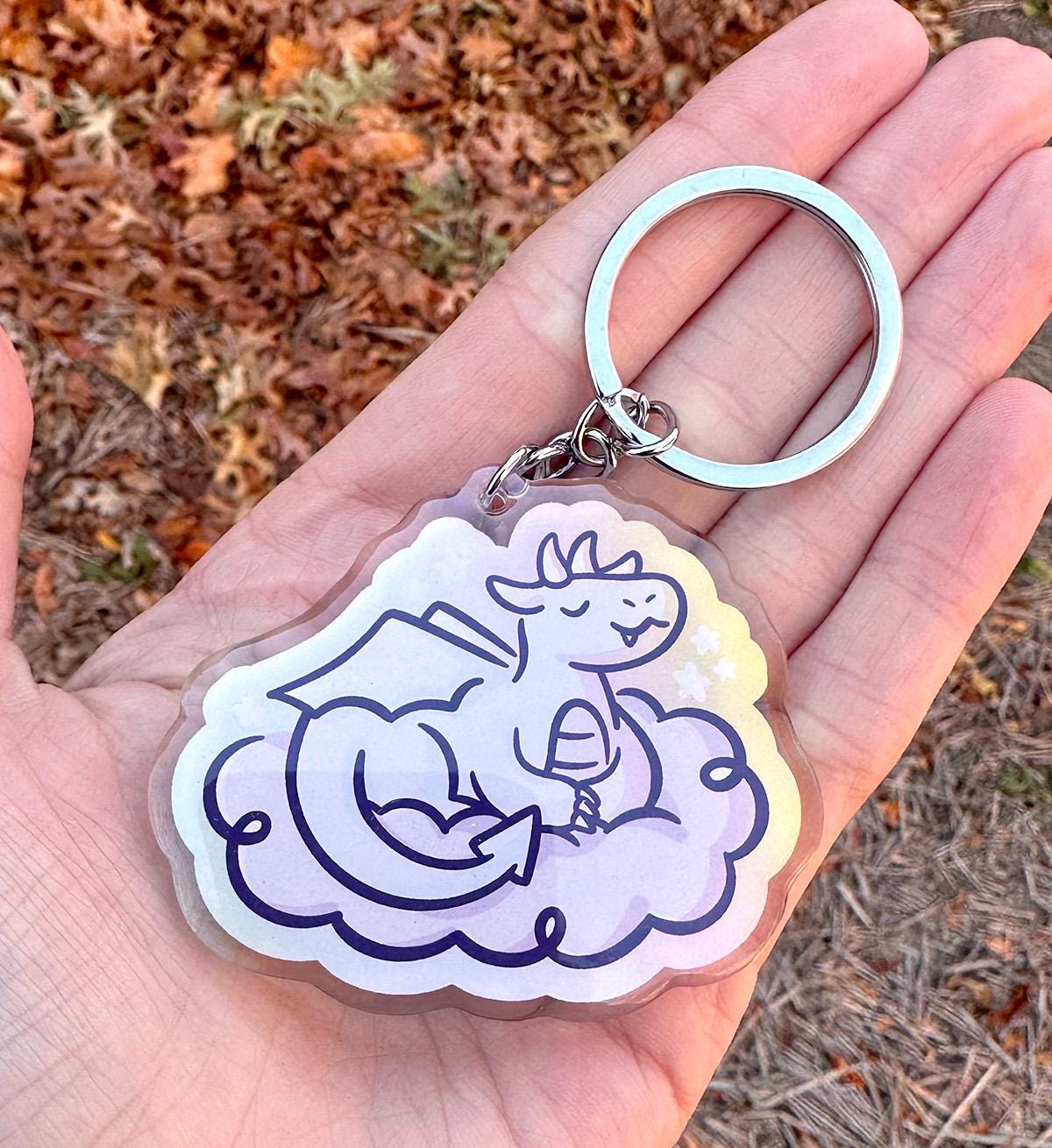 White Dragon Keychain