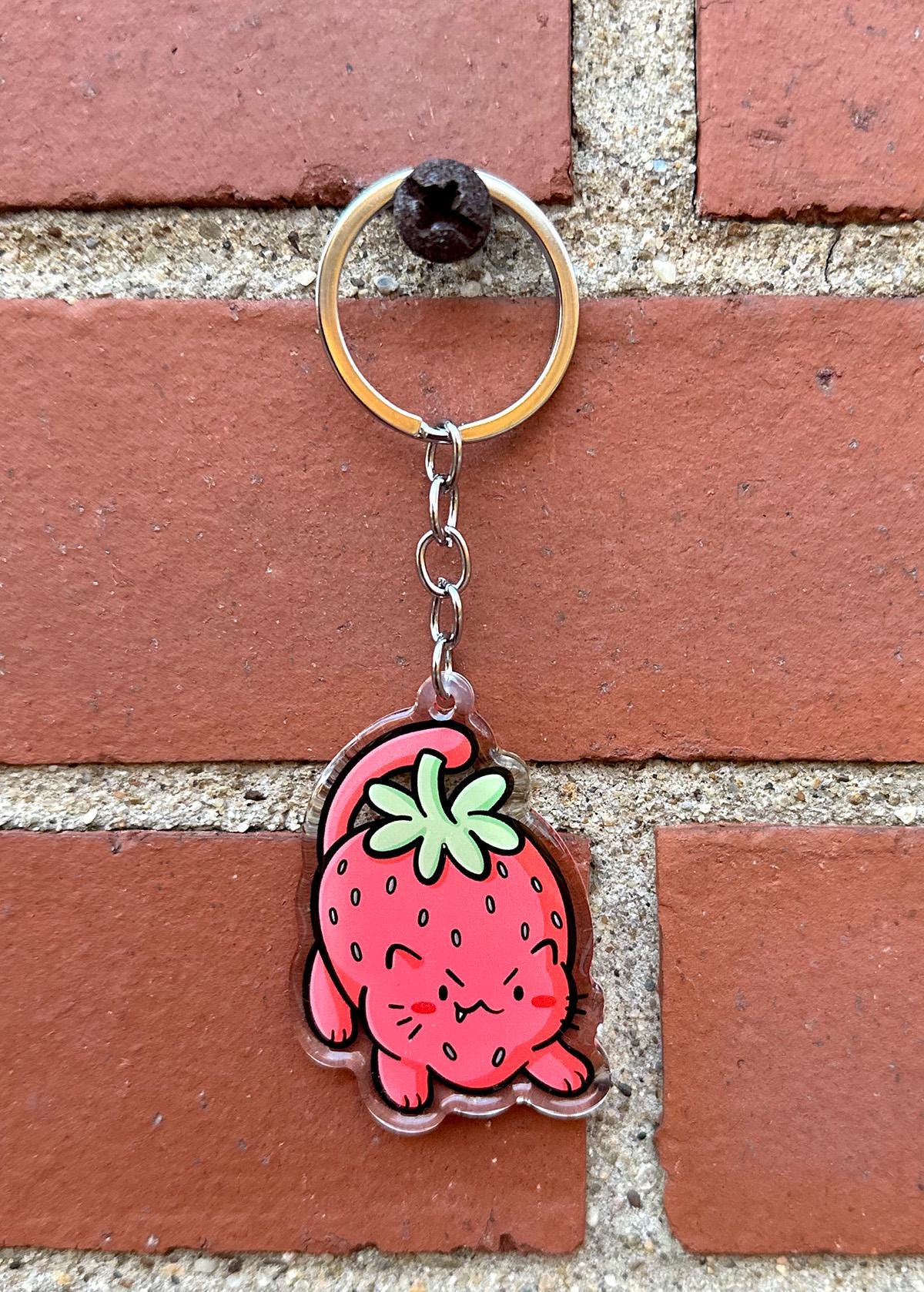 Strawberry Cat Keychain