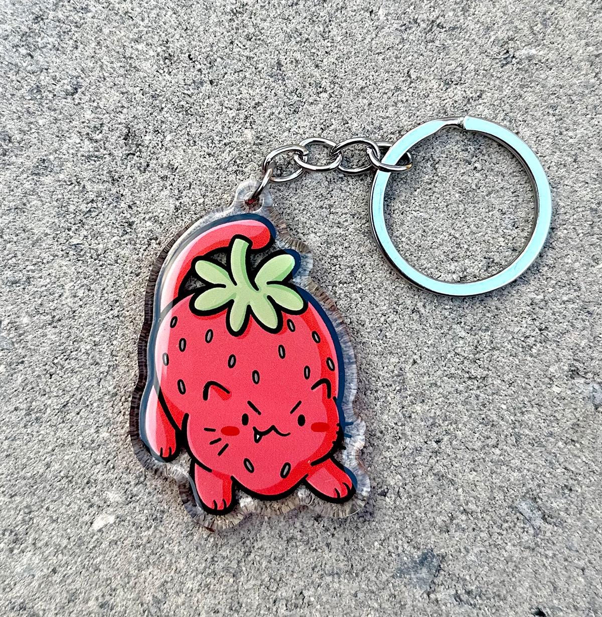 Strawberry Cat Keychain