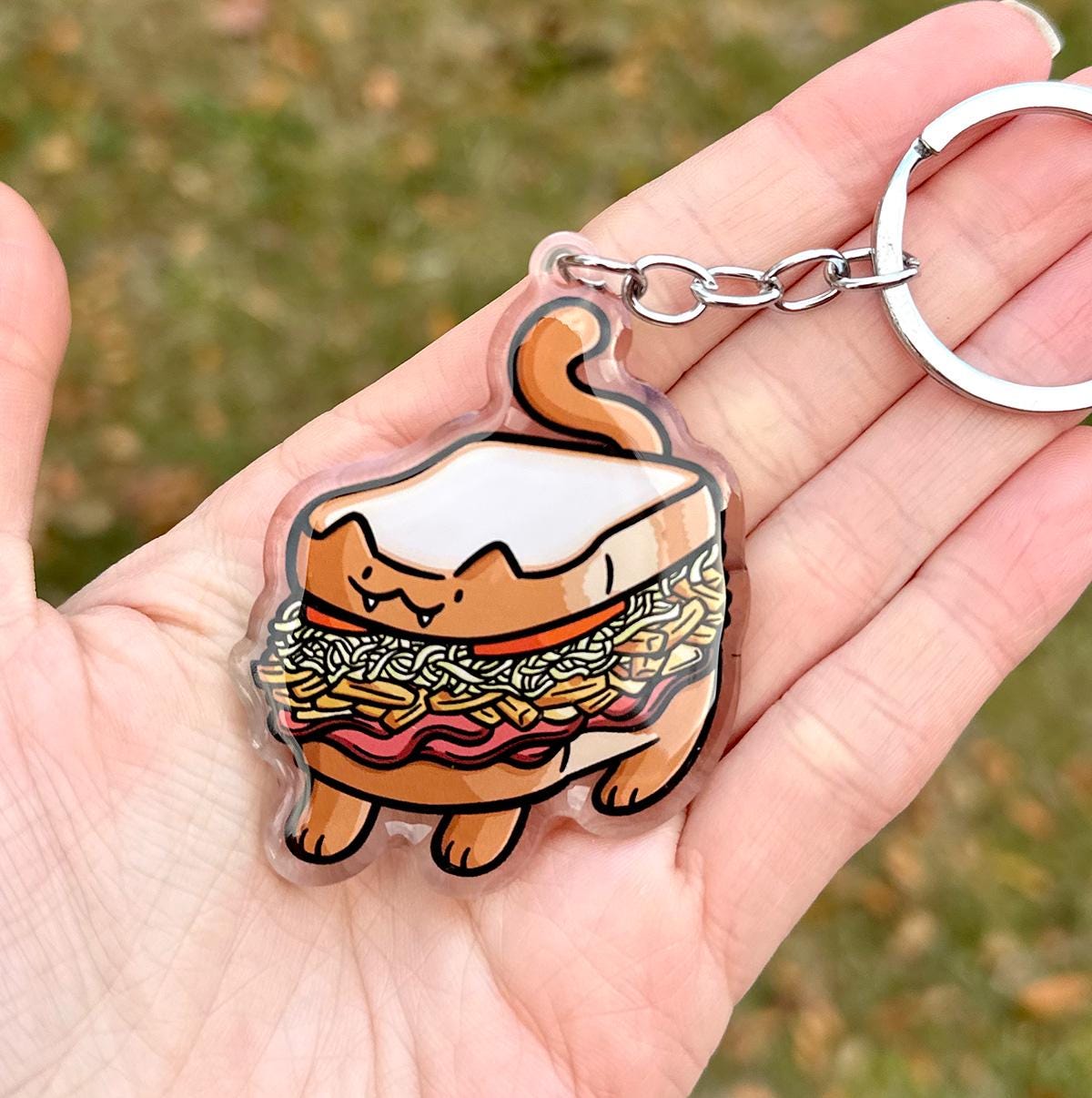 Pittsburgh Sandwich Cat Keychain