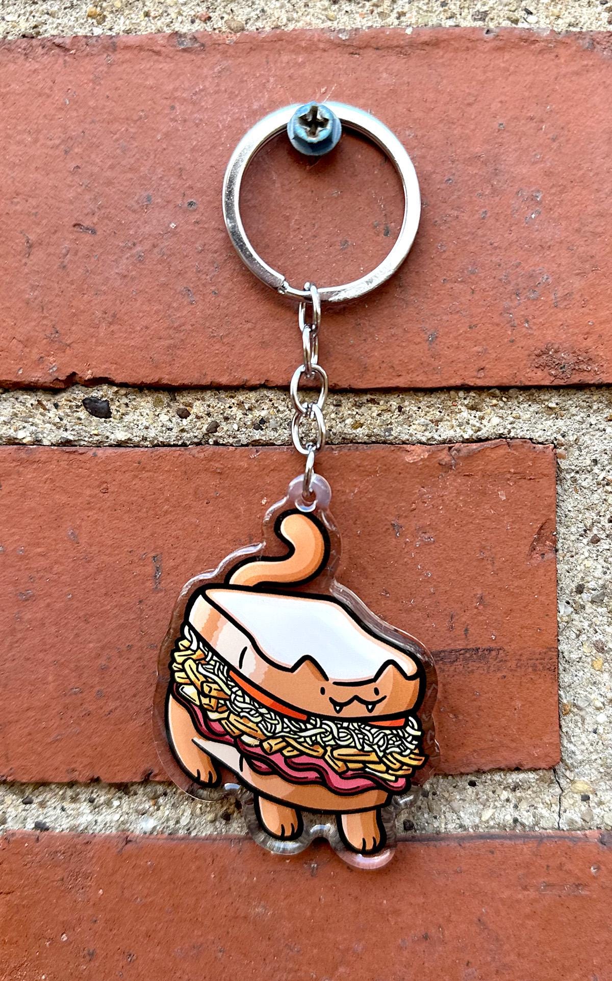 Pittsburgh Sandwich Cat Keychain