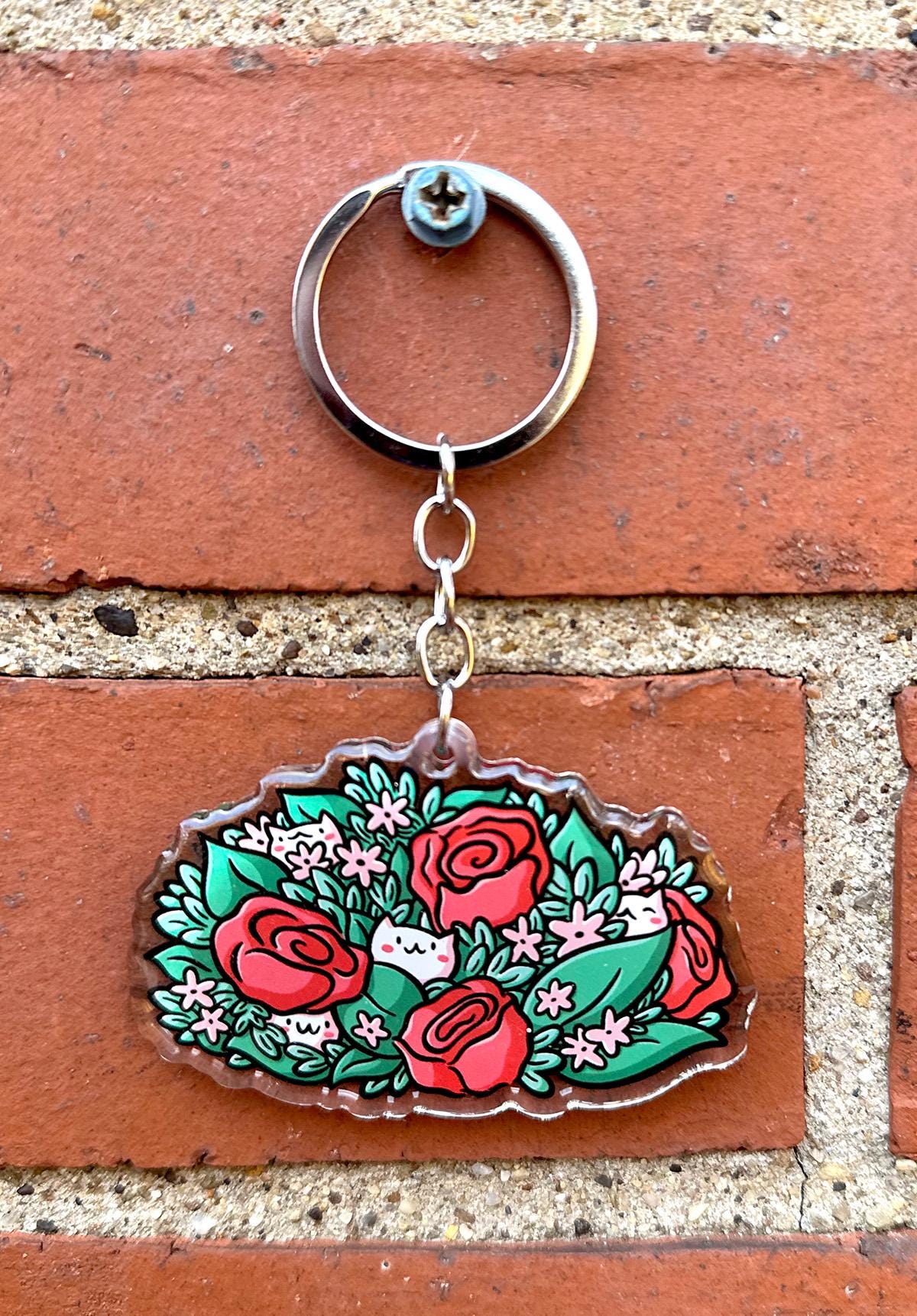 Rose Cats Keychain