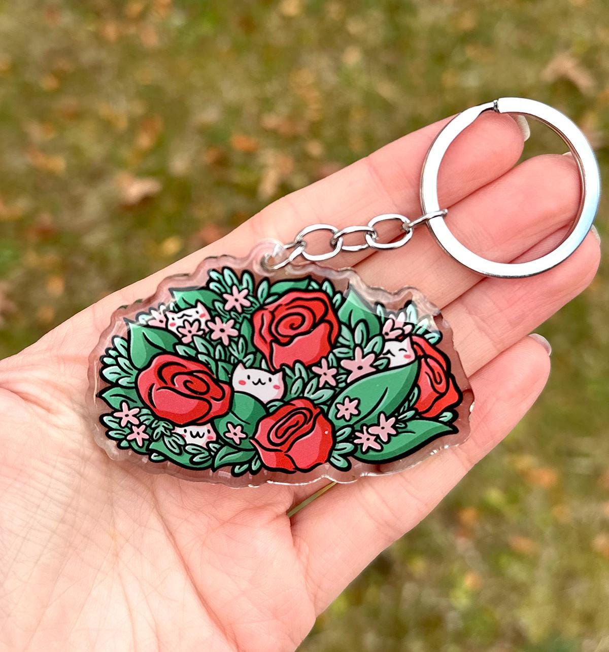 Rose Cats Keychain