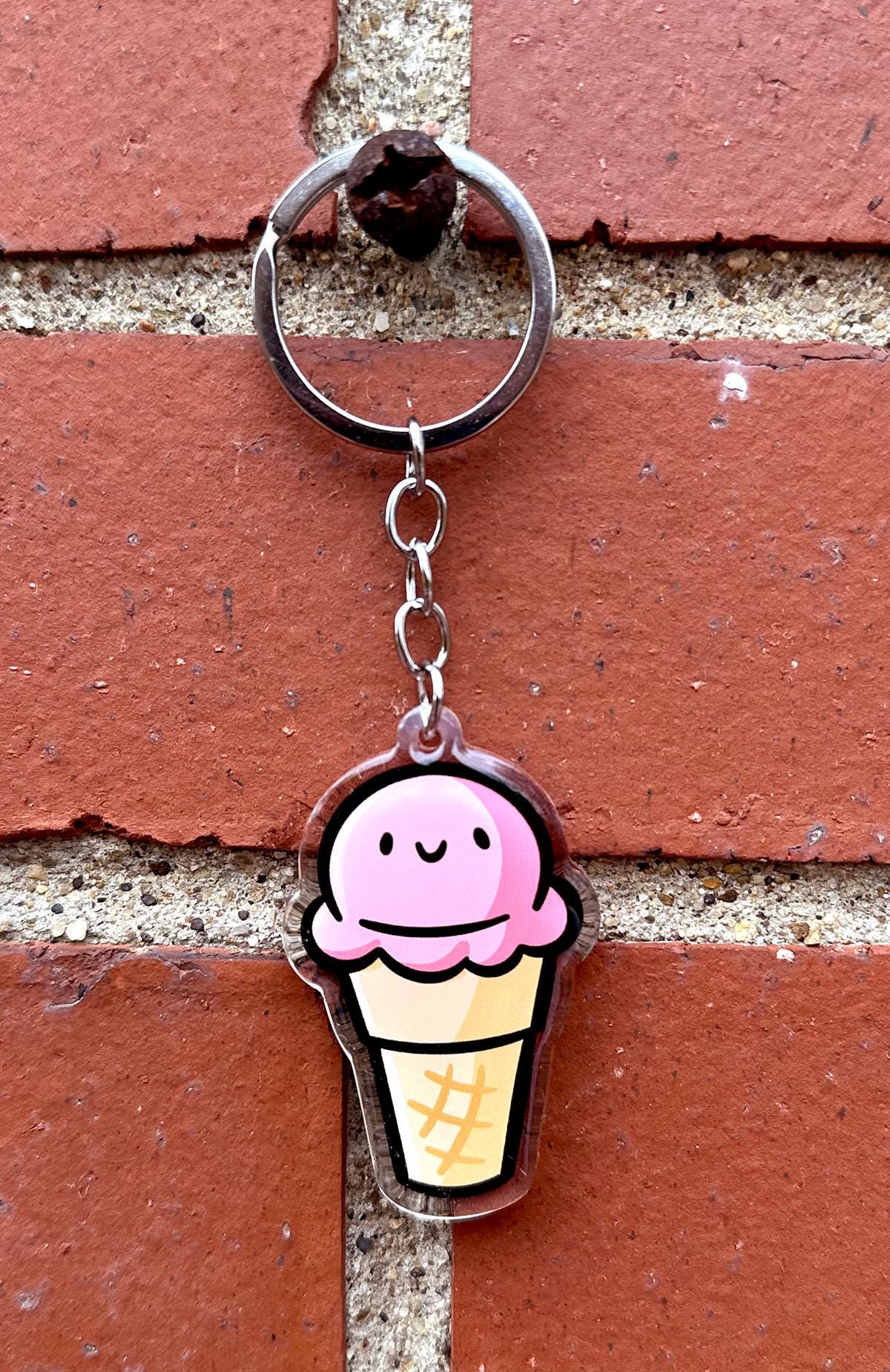 Ice Cream Cone Keychain (Strawberry)