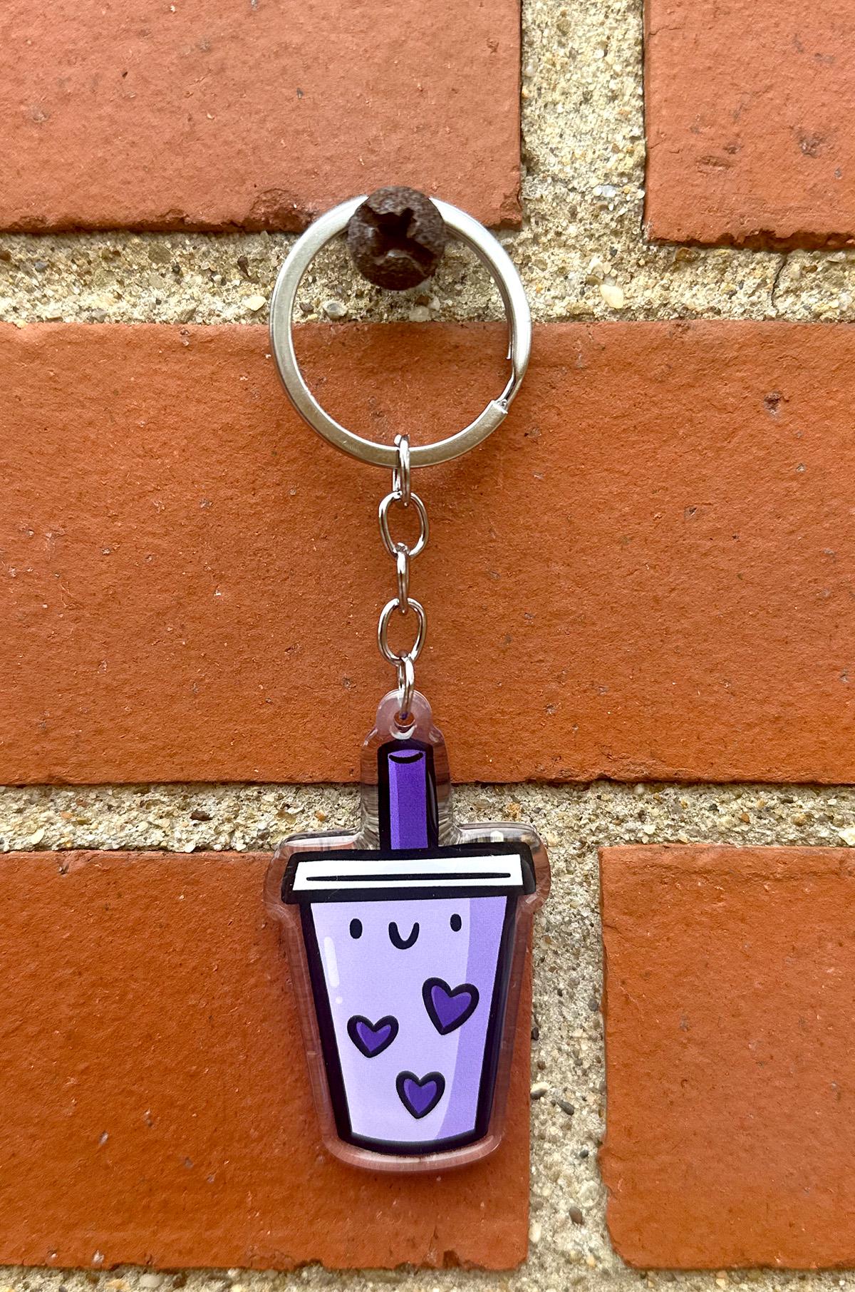 Bubble Tea Keychain (Taro)