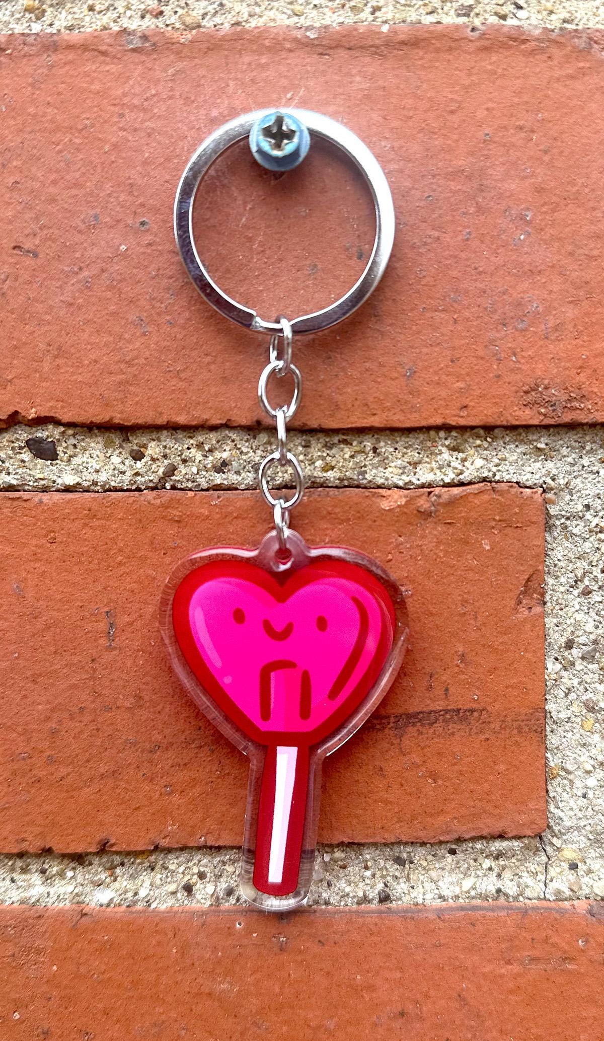 Heart Lollipop Keychain