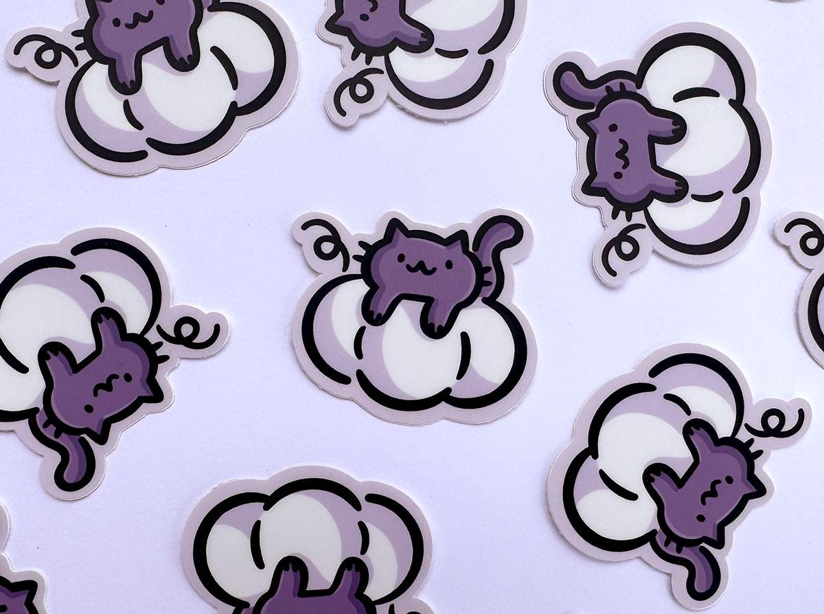 White Pumpkin Cat Mini Sticker