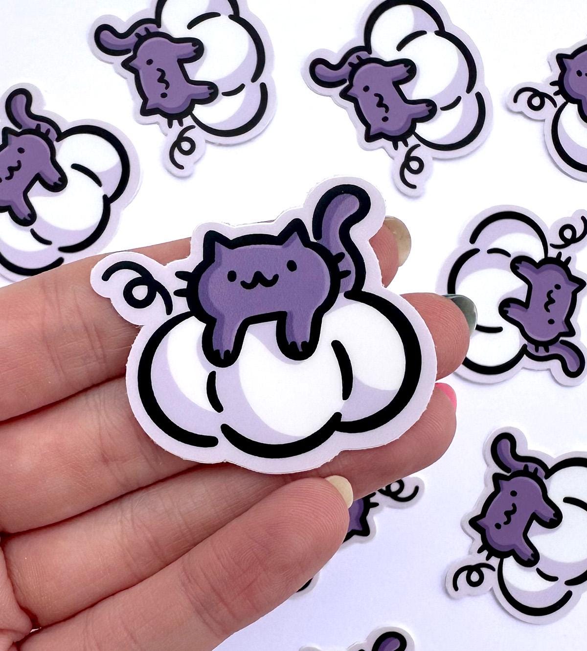 White Pumpkin Cat Mini Sticker