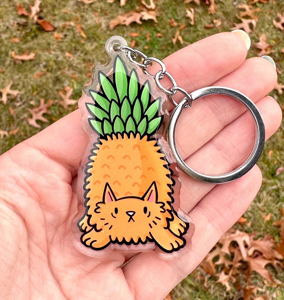 Pineapple Cat Keychain