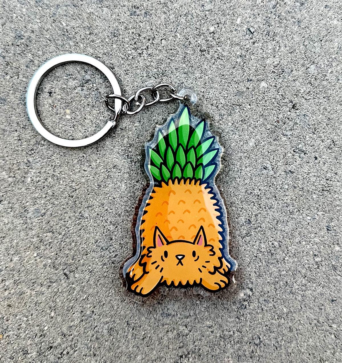 Pineapple Cat Keychain