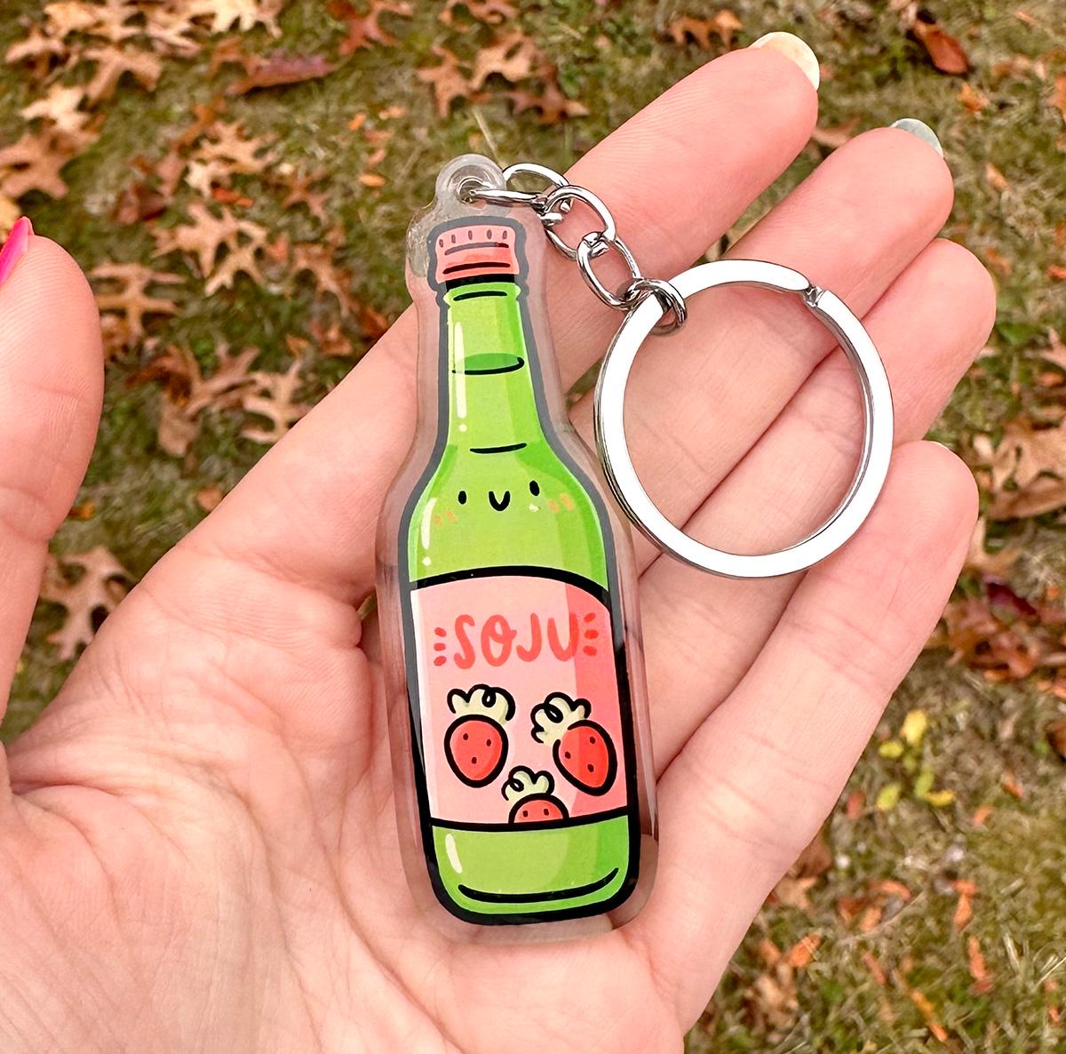 Soju Keychain (Strawberry)