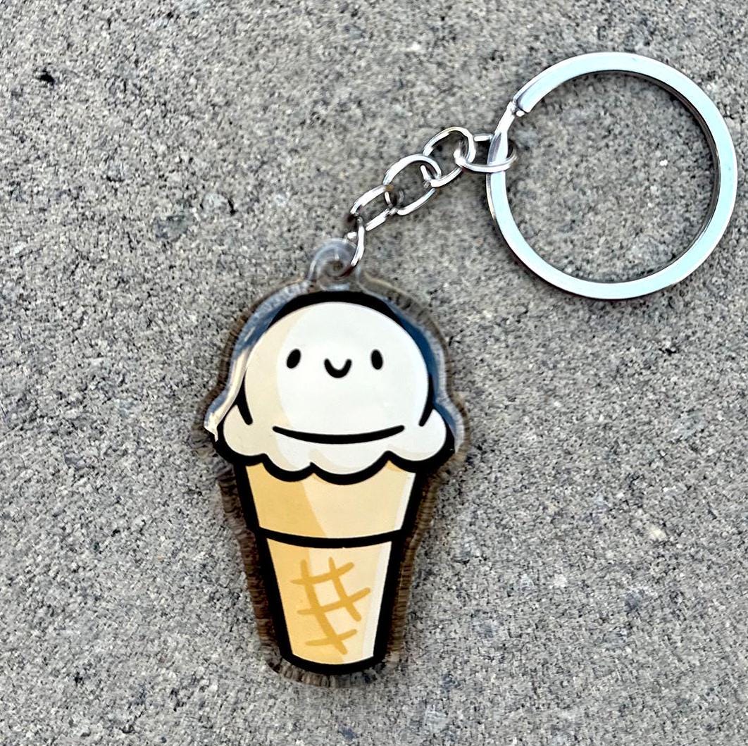 Ice Cream Cone Keychain (Vanilla)