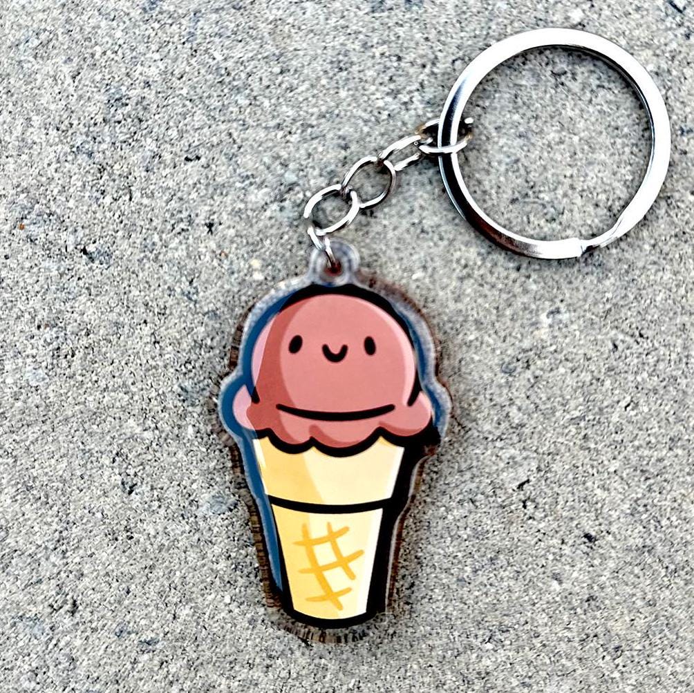 Ice Cream Cone Keychain (Chocolate)