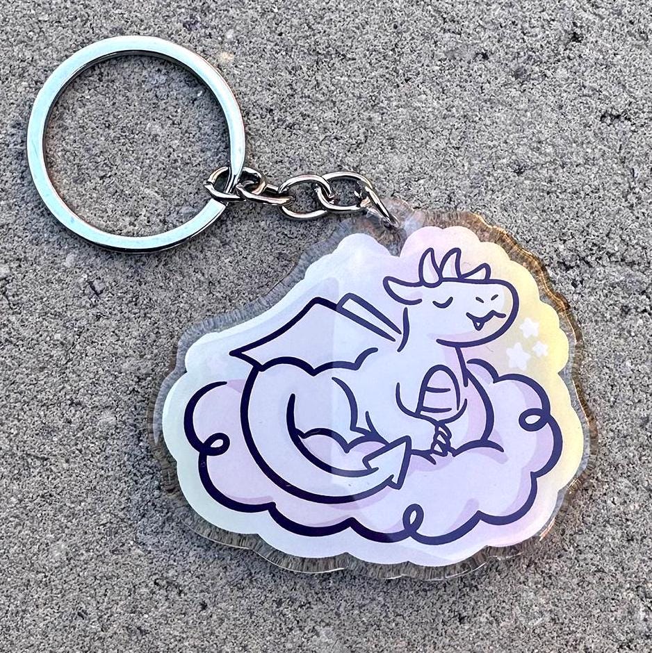 White Dragon Keychain