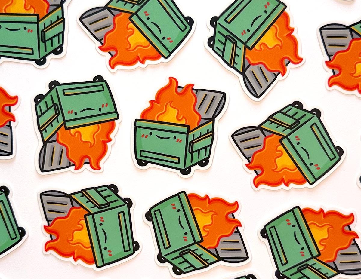 Dumpster Fire Mini Sticker