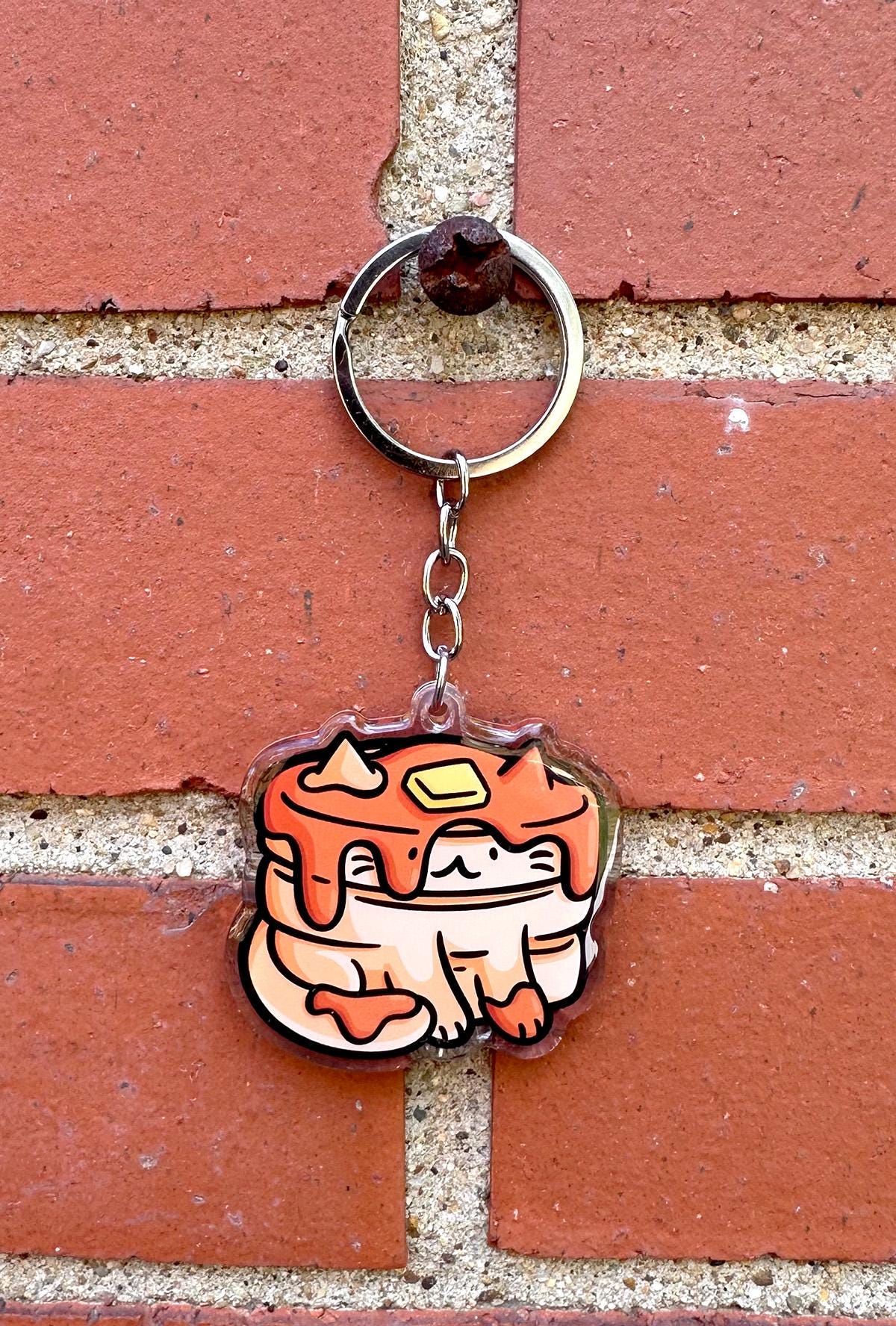 Pancakes Cat Keychain