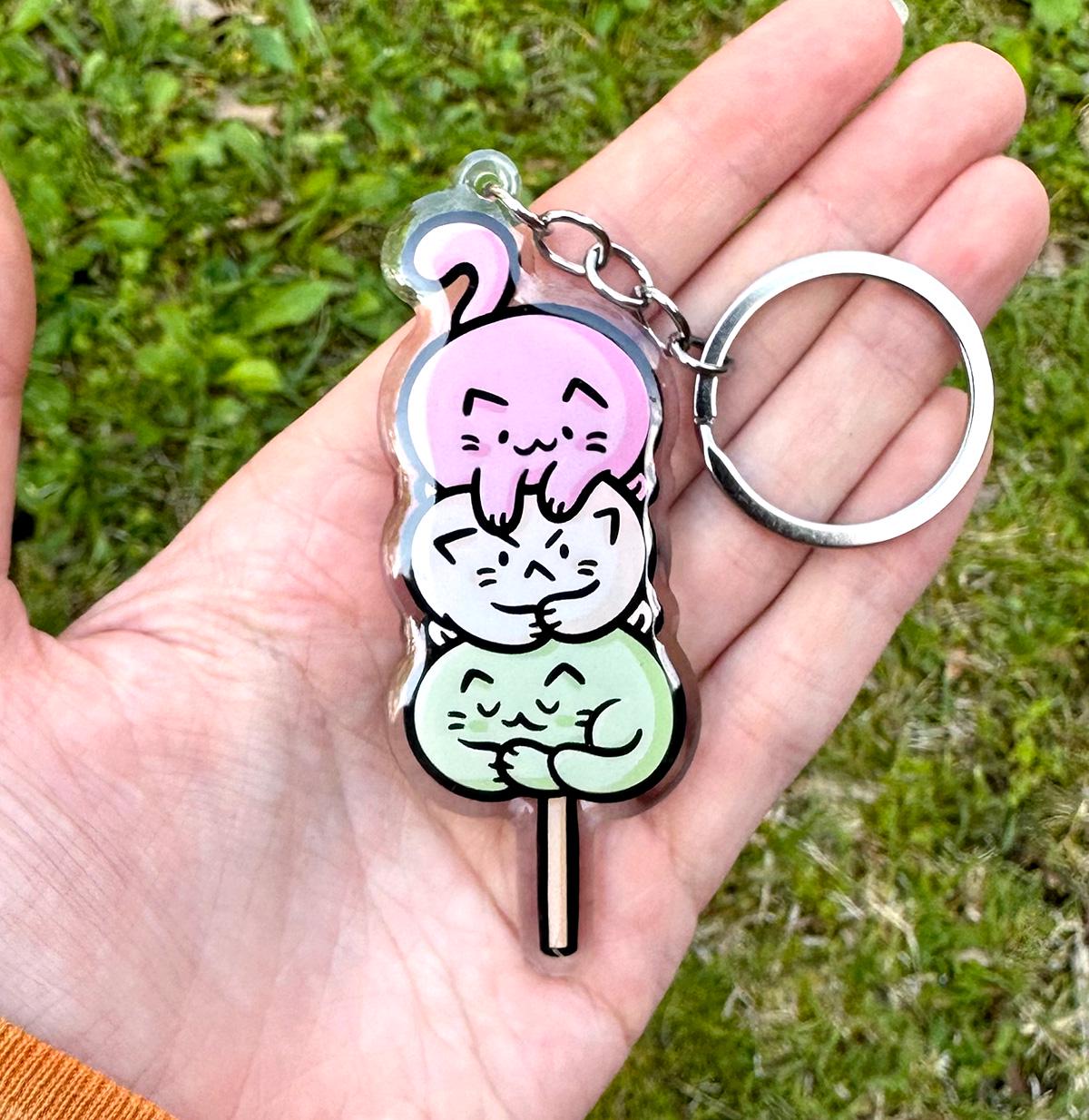 Dango Cat Keychain