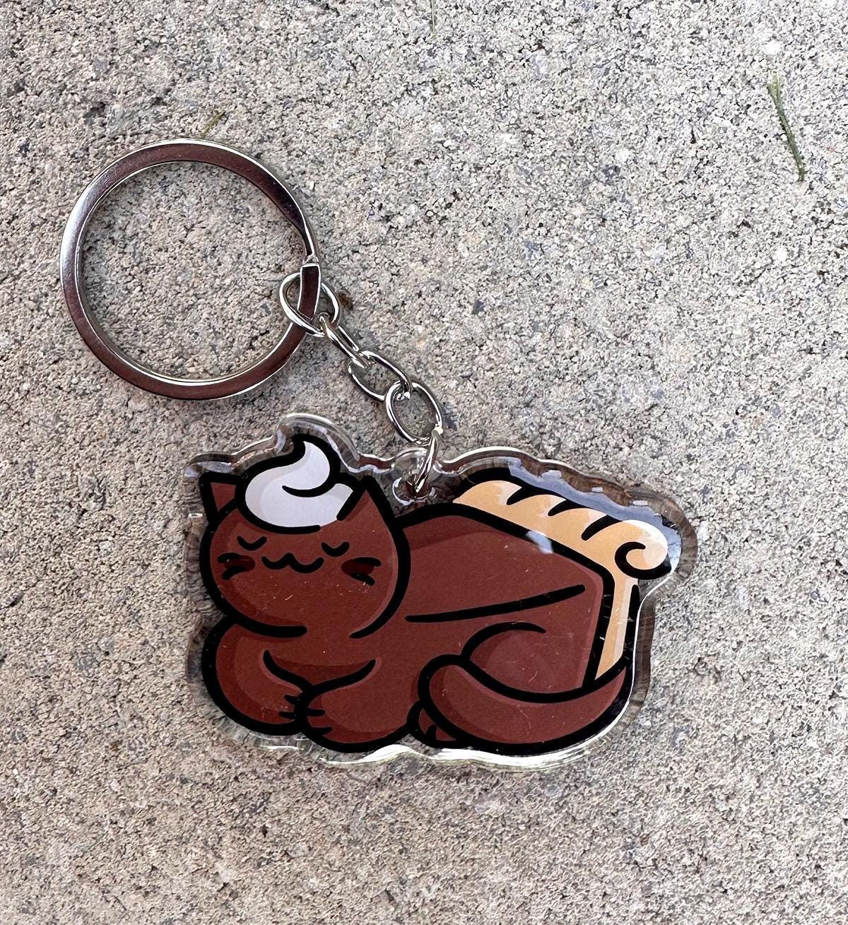 Chocolate Pie Cat Keychain