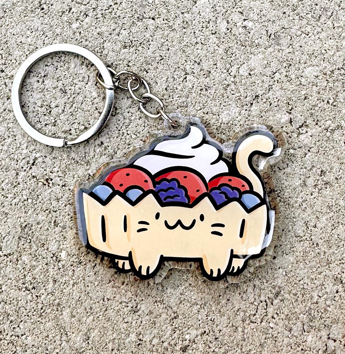 Fruit Tart Cat Keychain