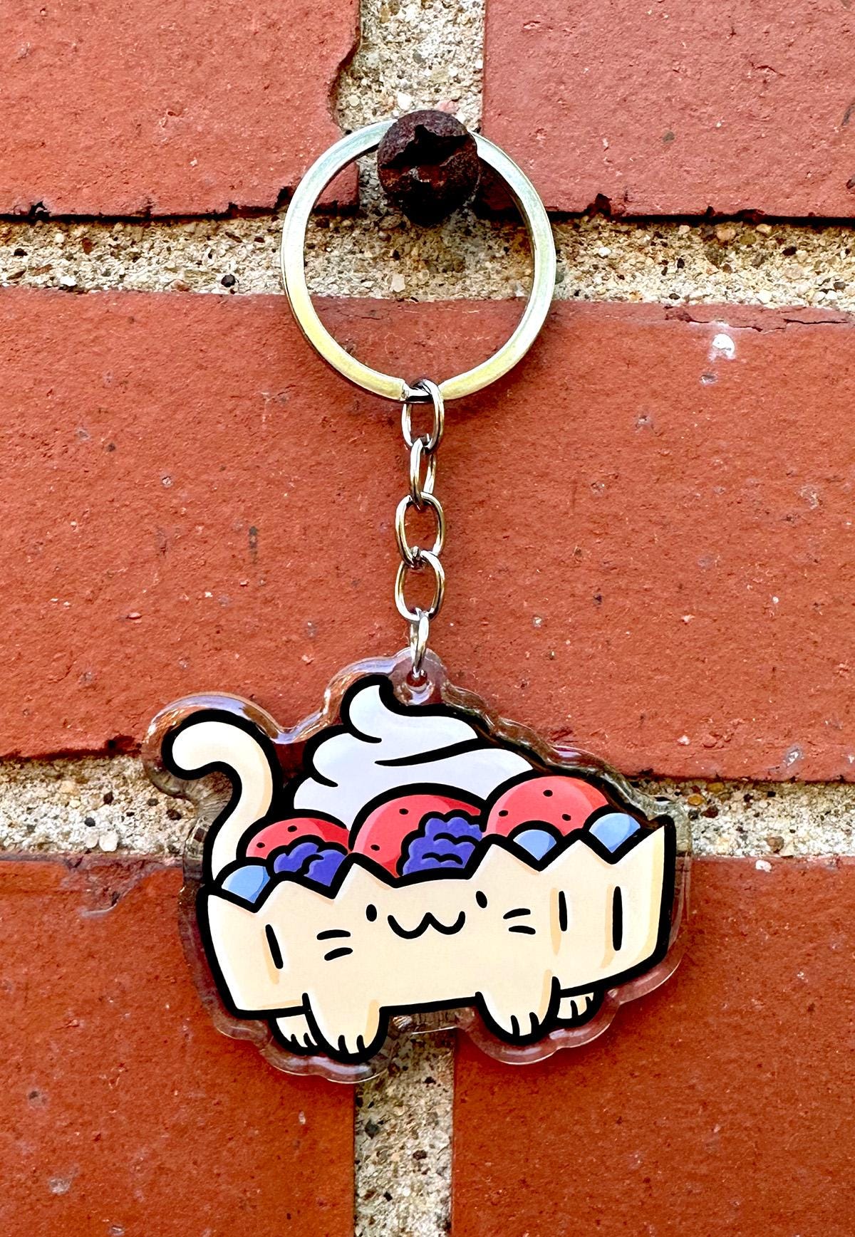 Fruit Tart Cat Keychain