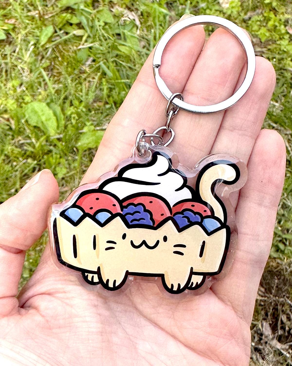 Fruit Tart Cat Keychain