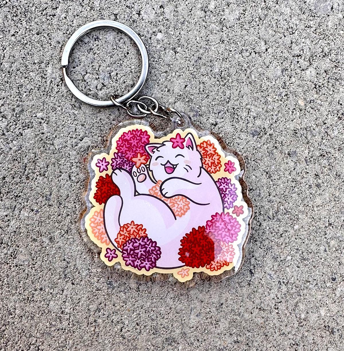 Flower Kitty Keychain