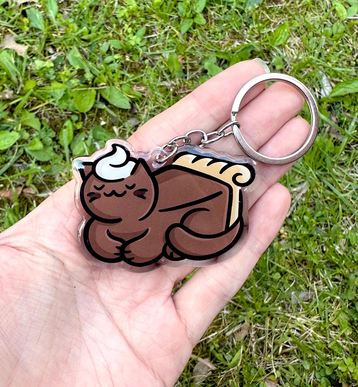 Chocolate Pie Cat Keychain