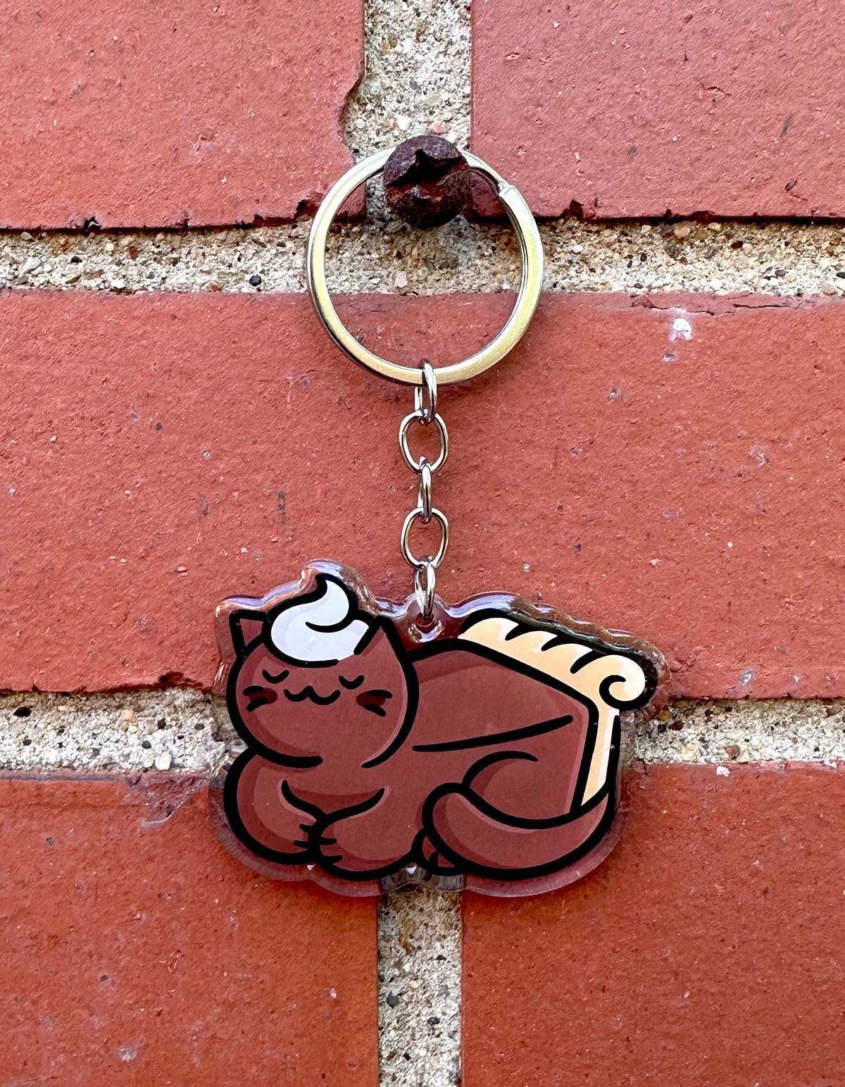Chocolate Pie Cat Keychain