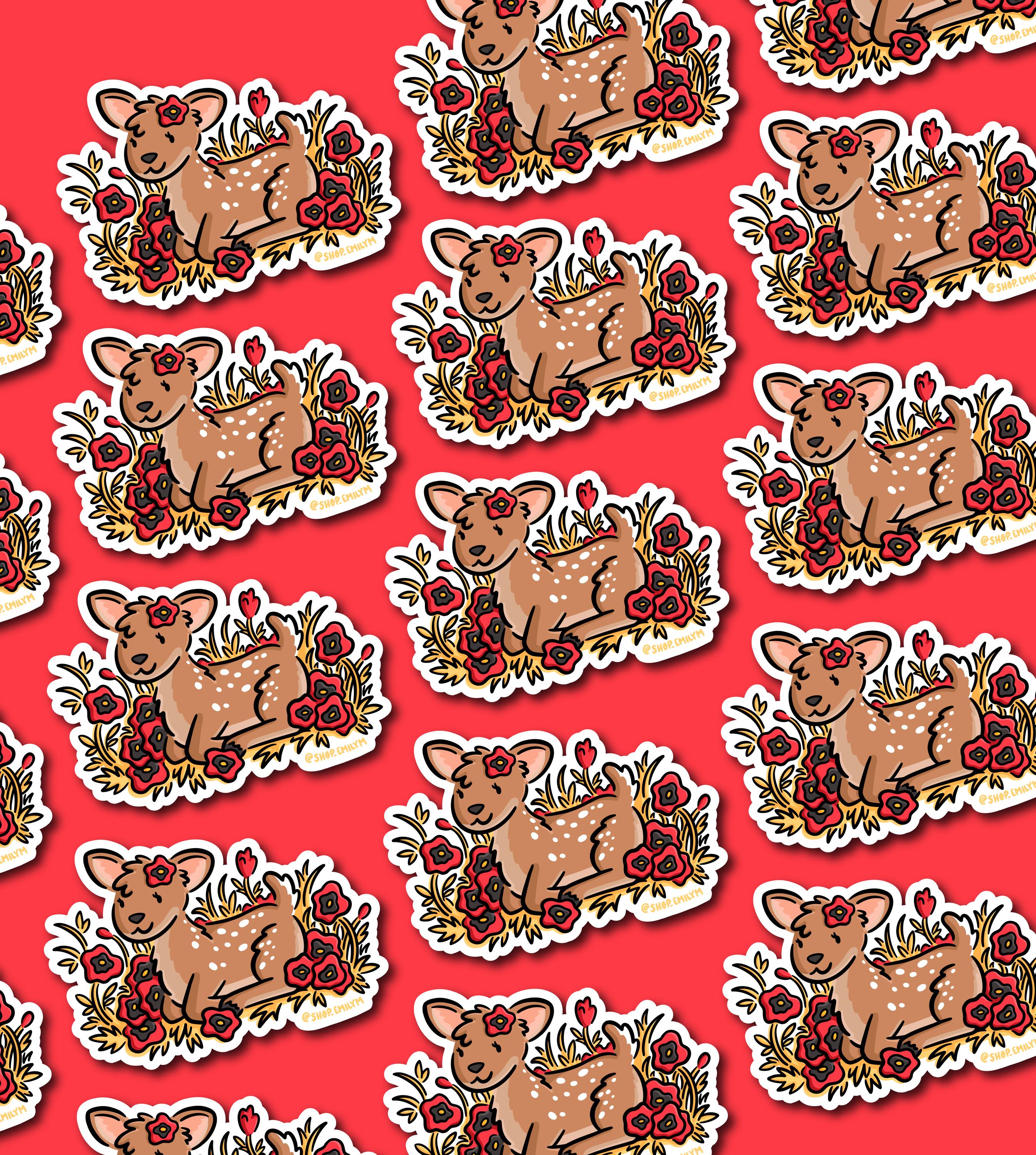 Poppy Deer Sticker