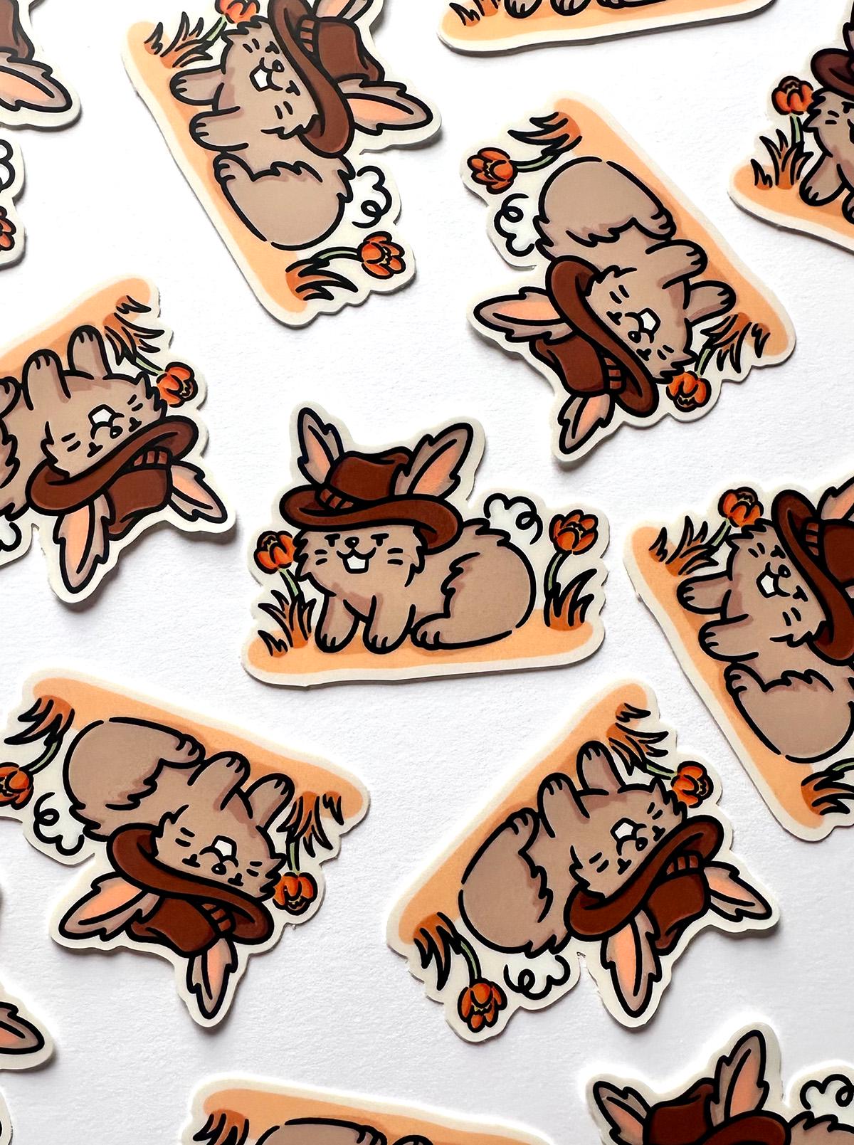Cowboy Bunny Mini Sticker