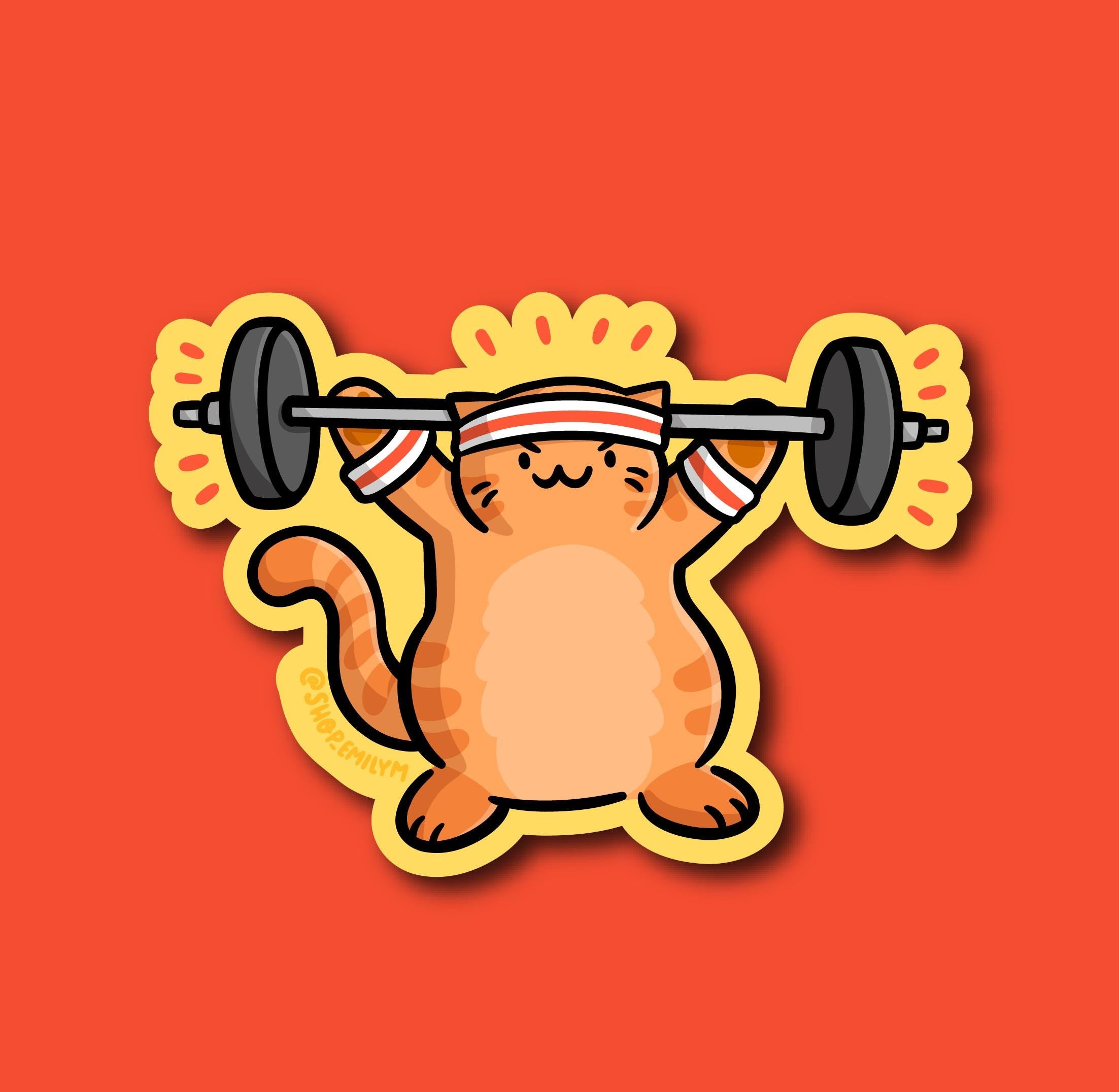 Weightlifting Cat Sticker