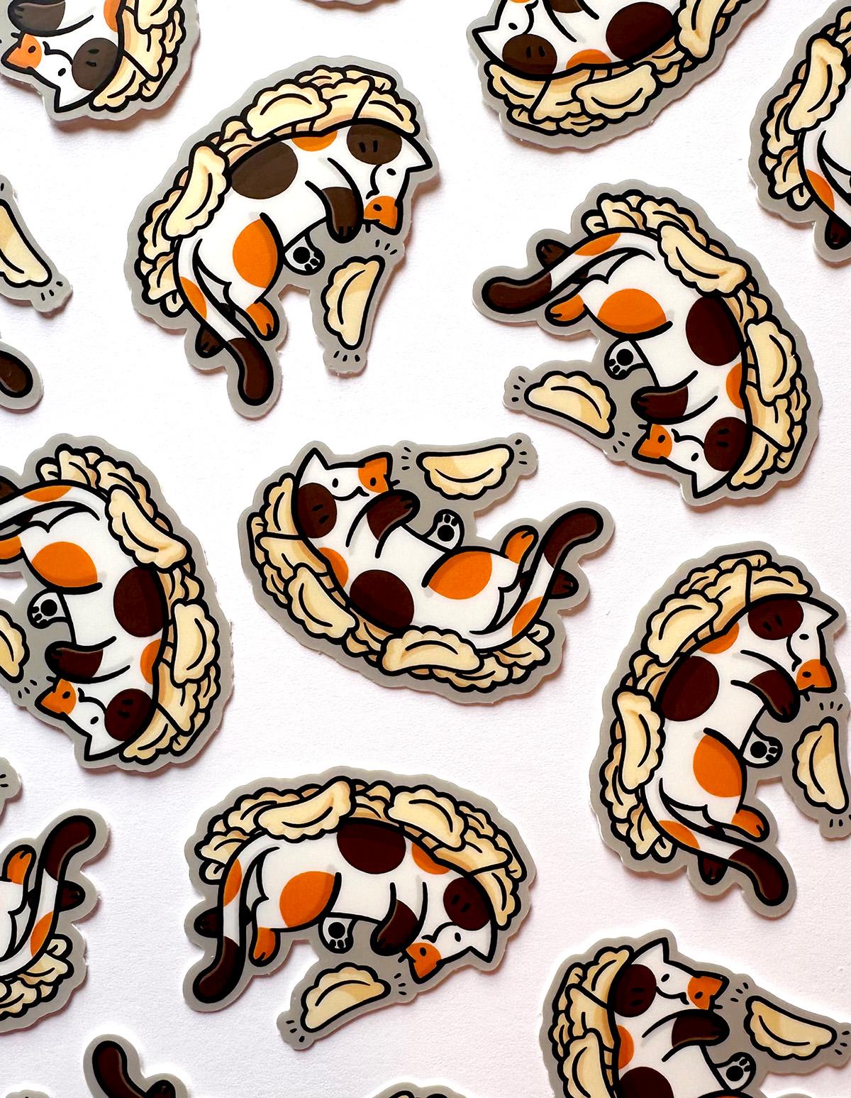 Playing With Pierogi Cat Mini Sticker