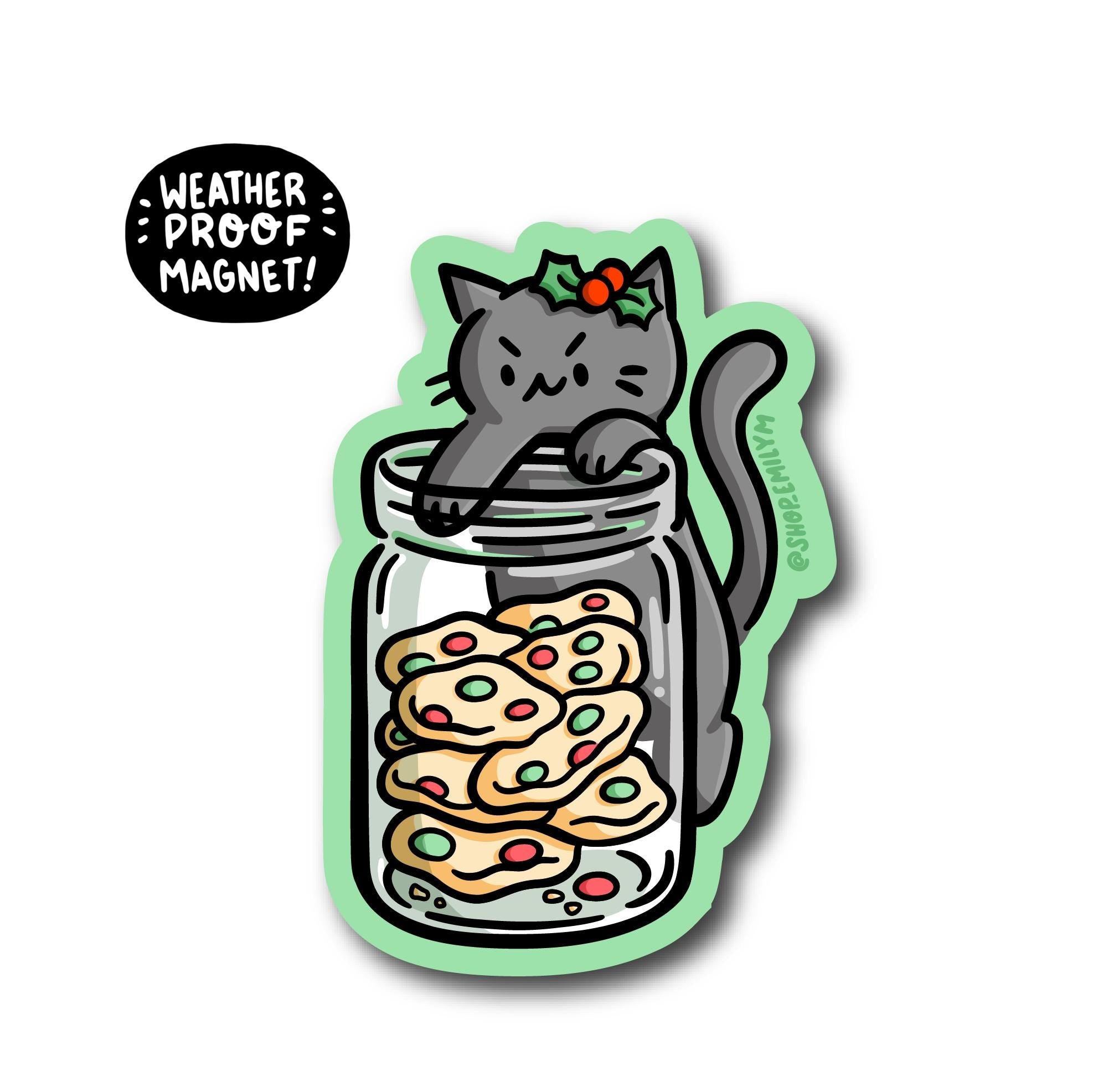 Christmas Cookie Jar Cat Magnet