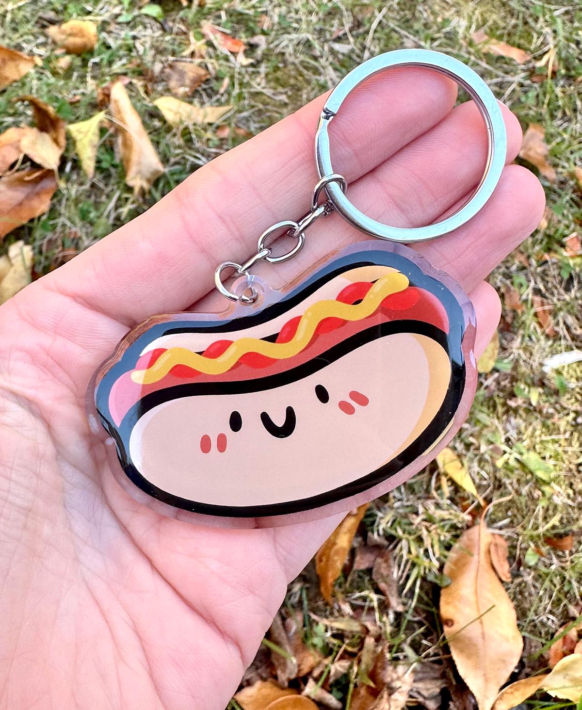 Hot Dog Keychain (Ketchup & Mustard)