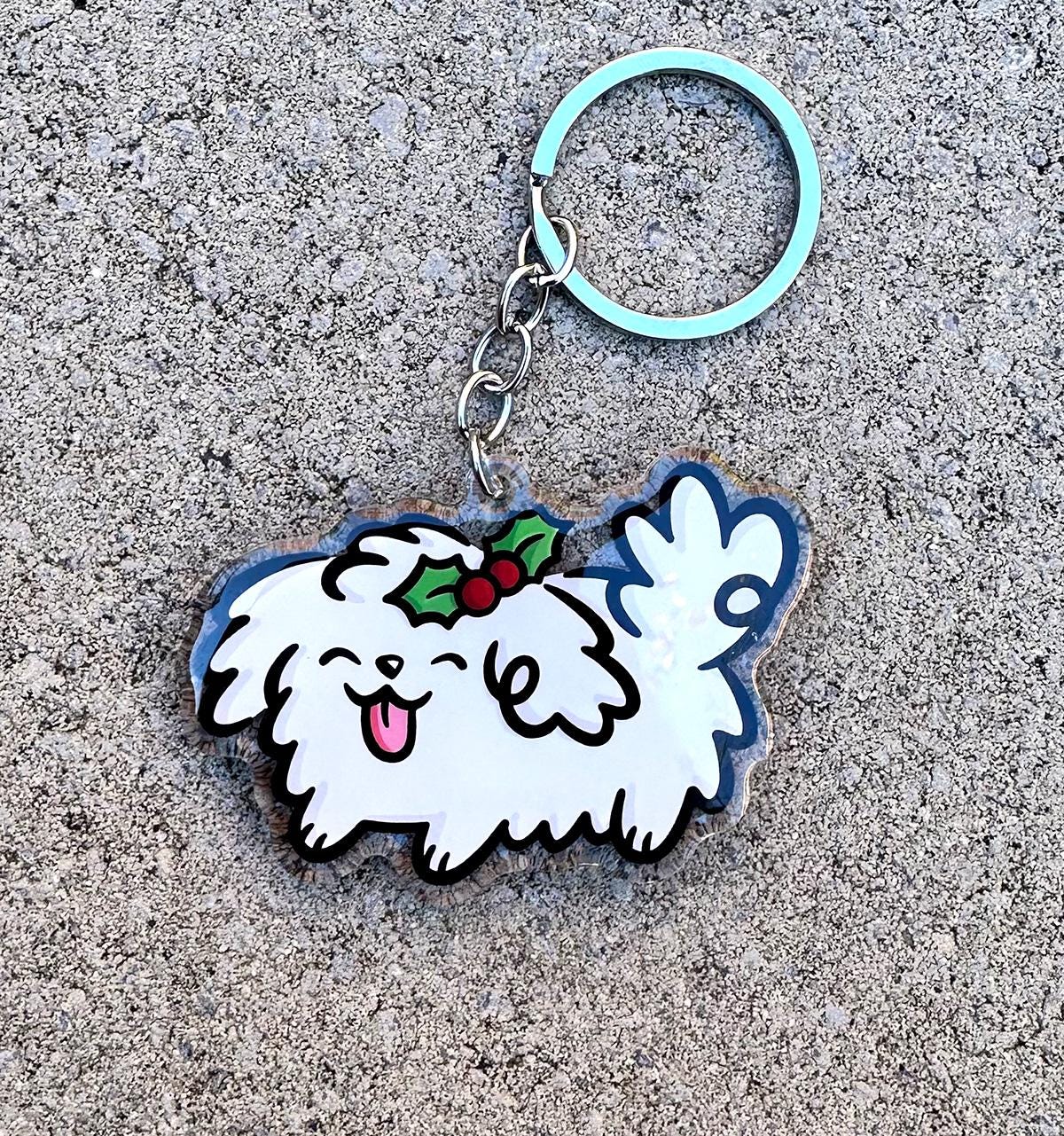Holly Dog Keychain