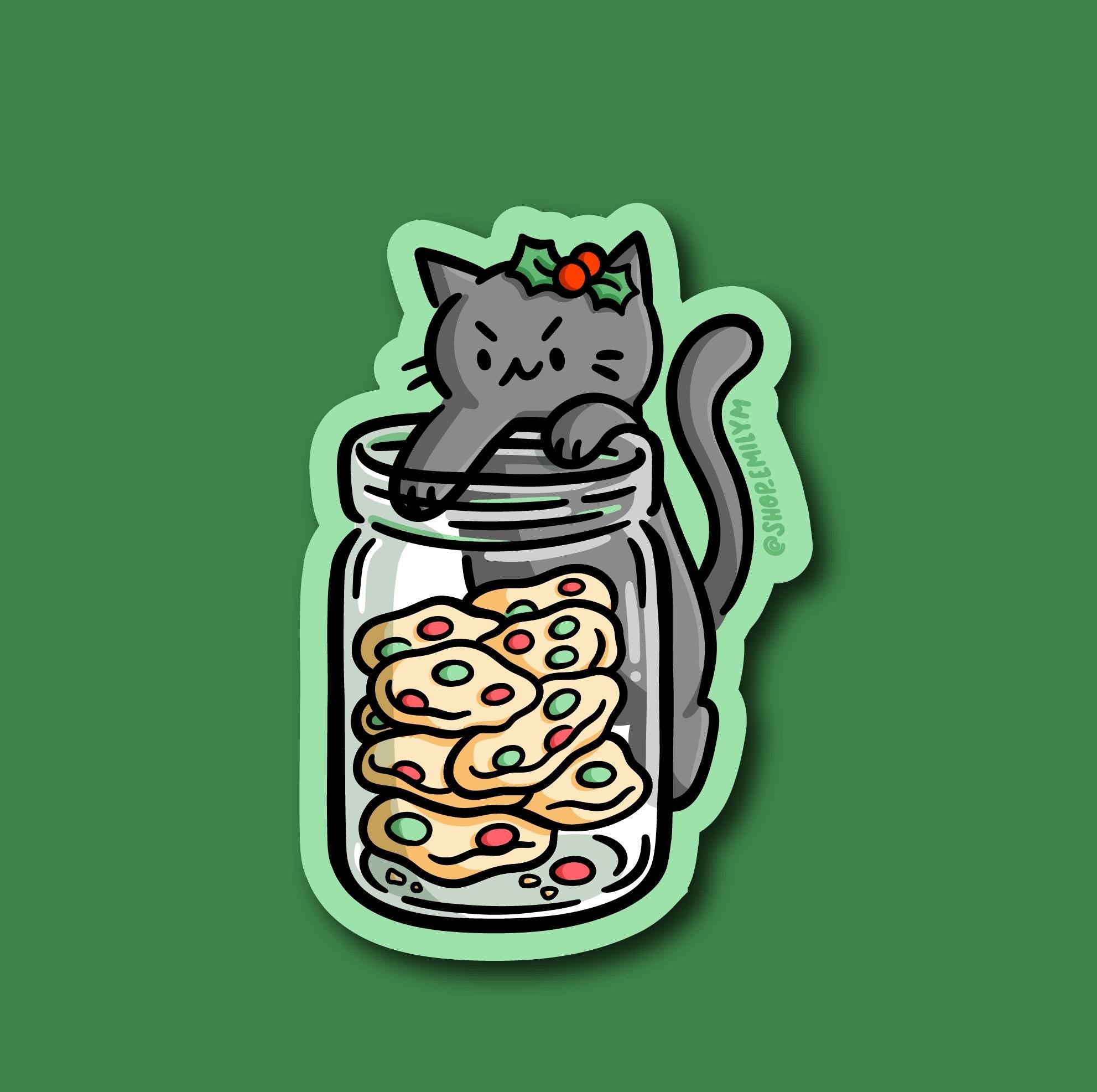 Christmas Cookie Jar Cat Sticker