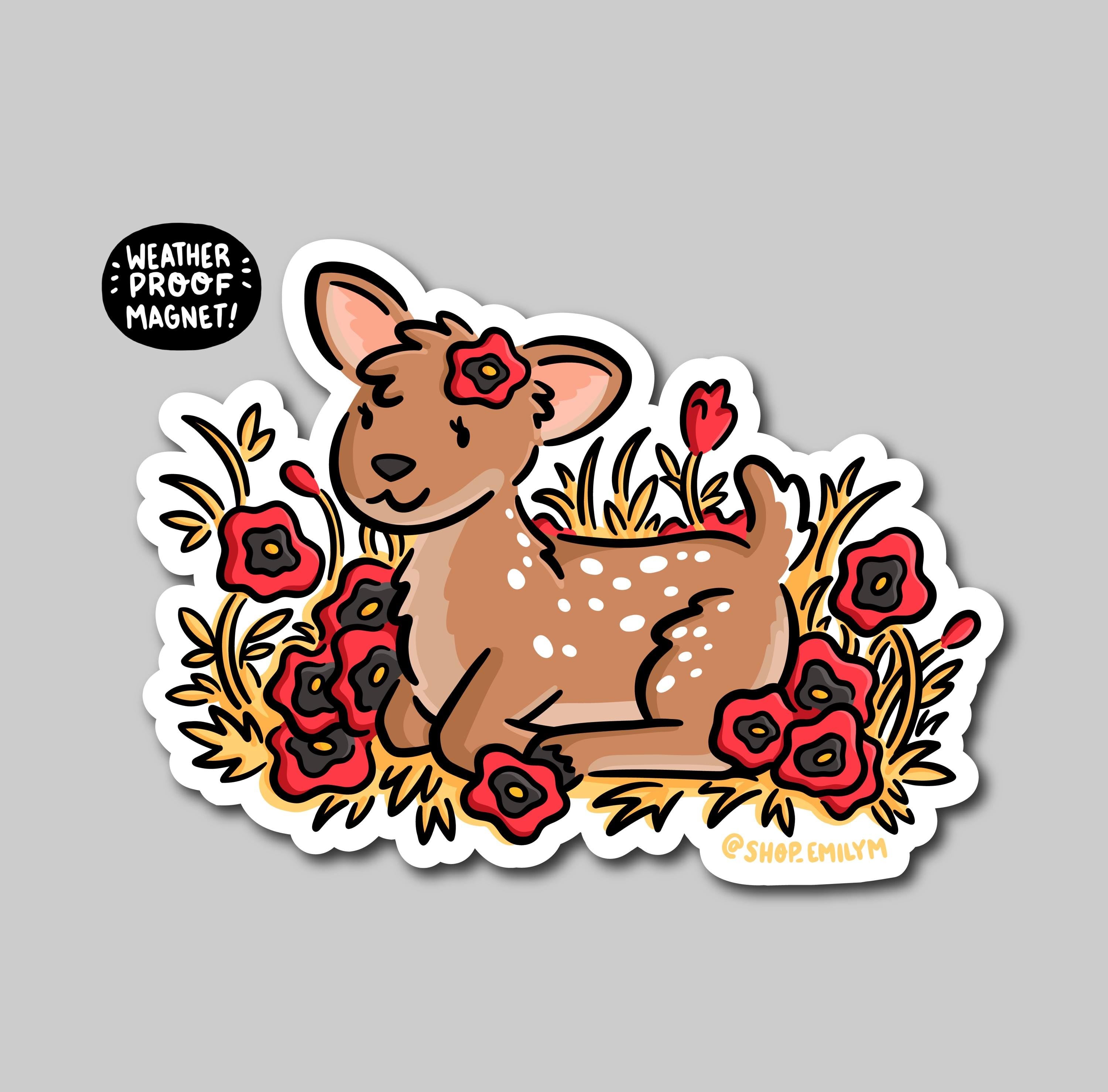 Poppy Deer Magnet