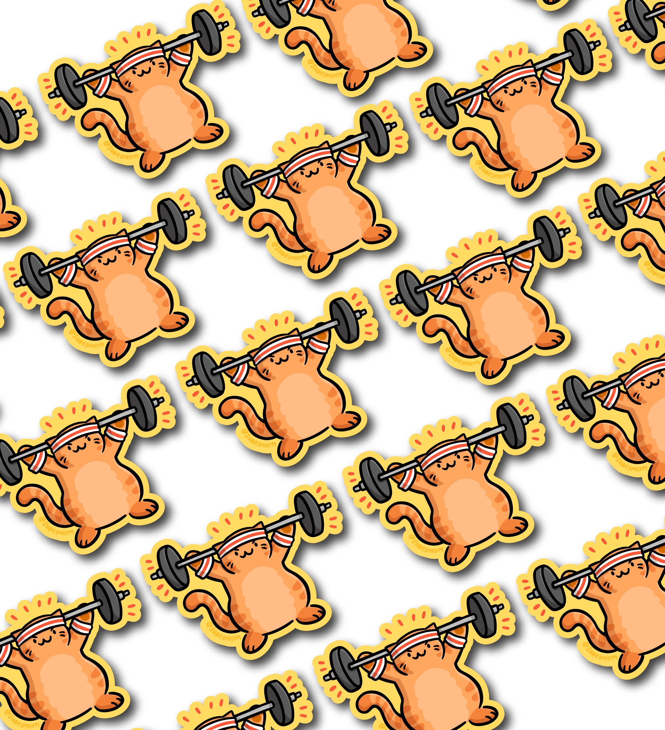 Weightlifting Cat Magnet